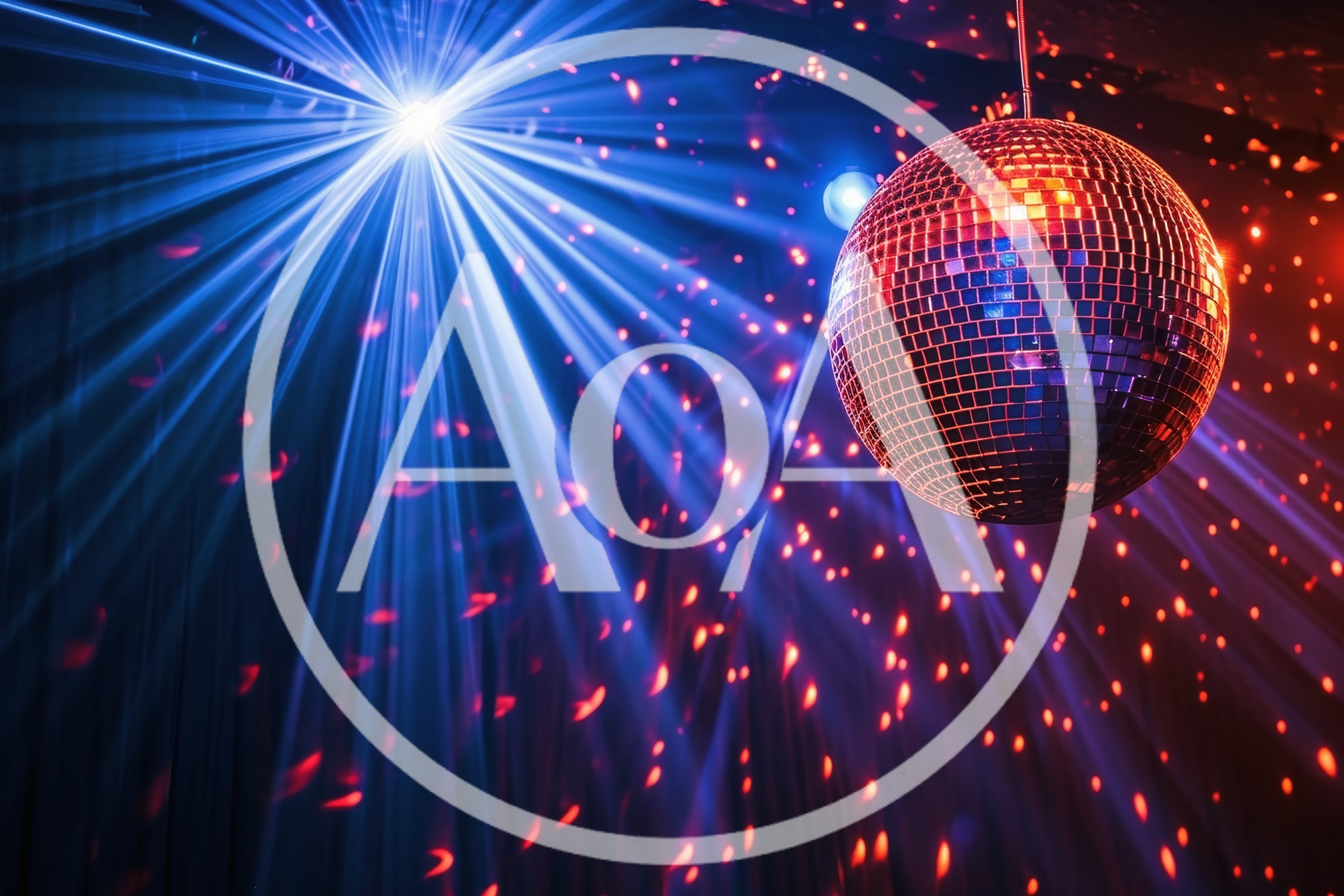 Disco Ball Reflecting Blue Light Beams In Nightclub