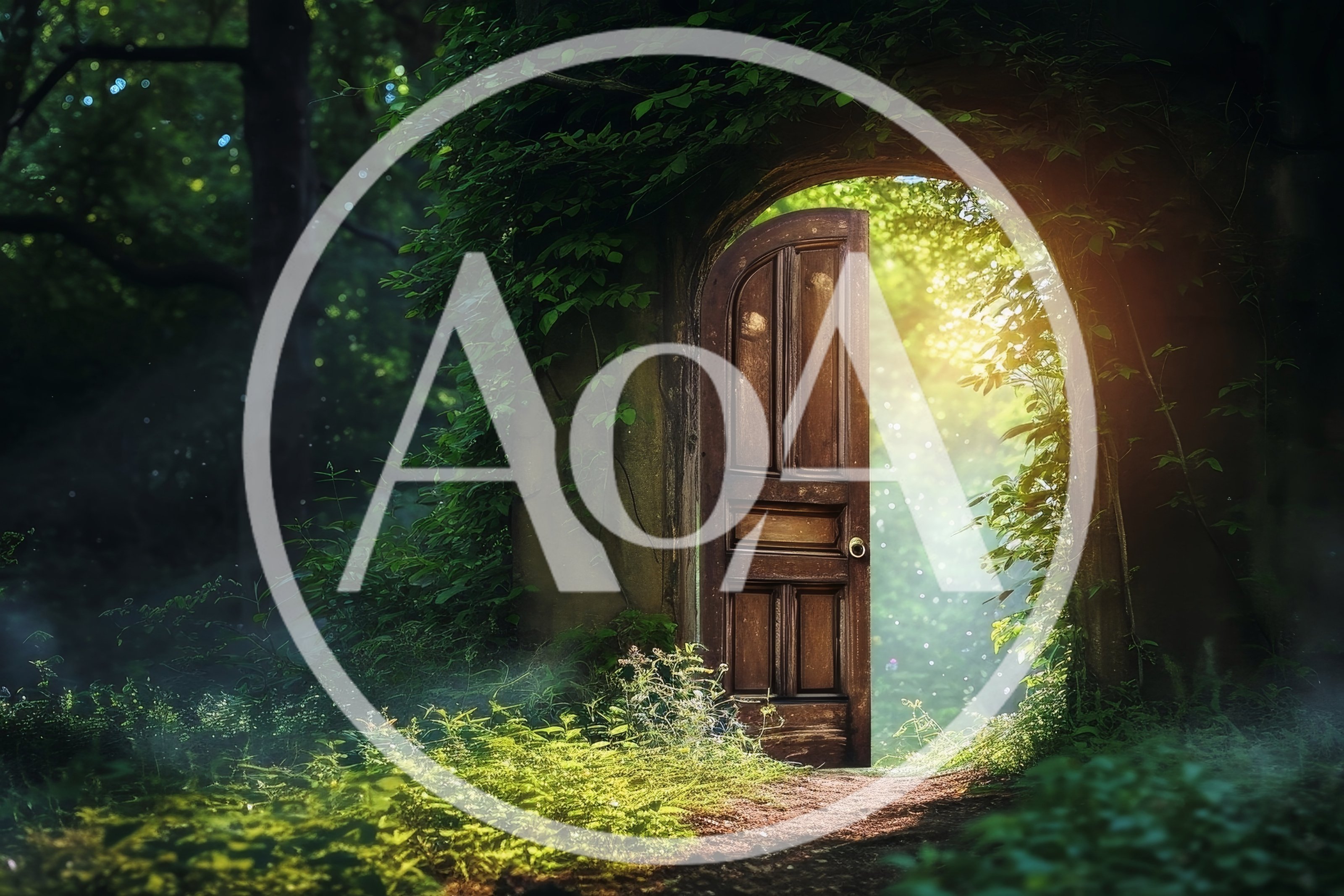 Enchanted Wooden Doorway In A Magical Forest