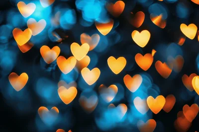 Abstract Heart Shaped Bokeh Lights Background