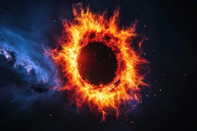 Fiery Ring Of Fire In Deep Space