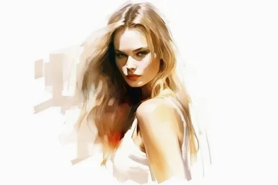 Digital Painting Of A Blonde Woman Looking Over Shoulder