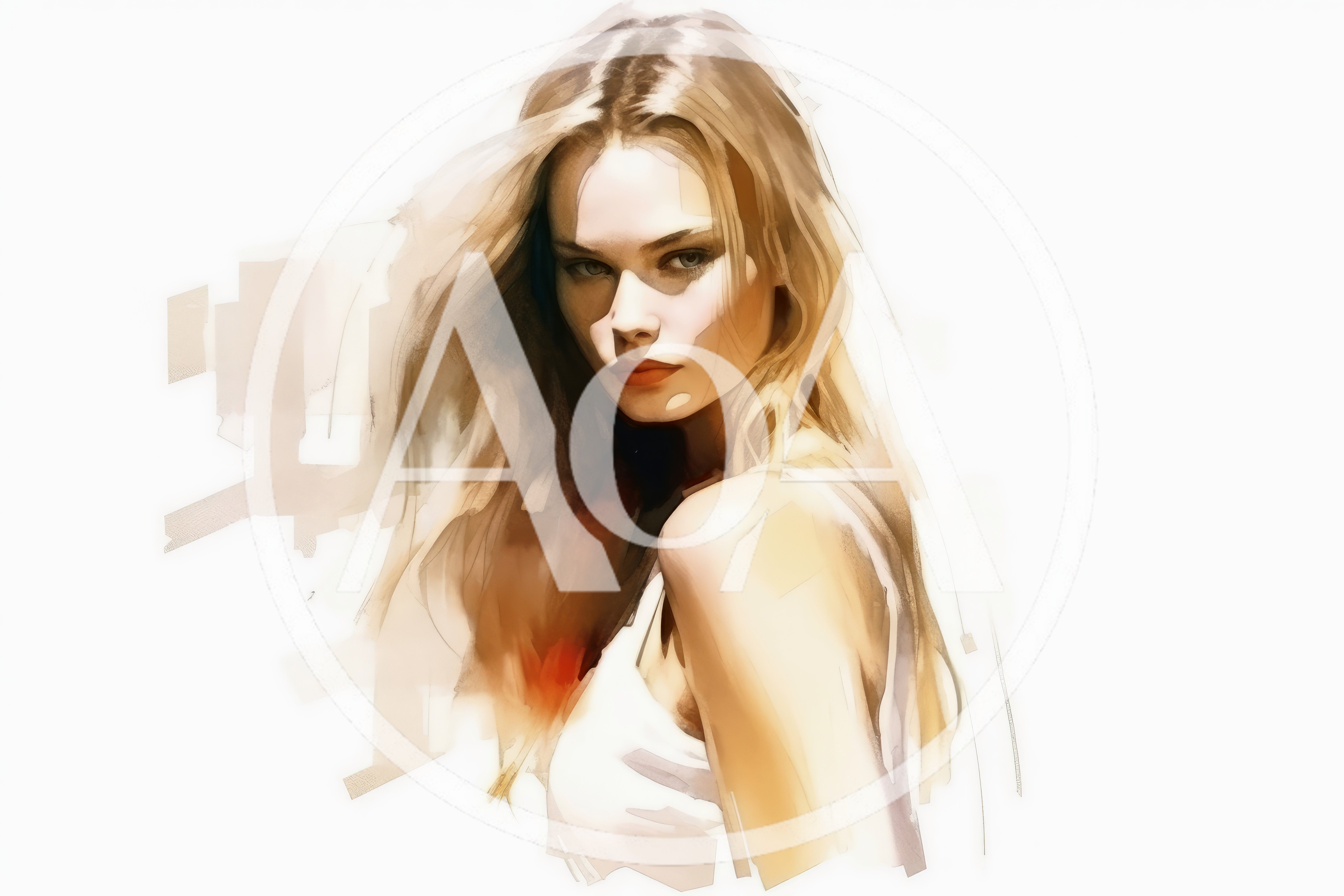 Digital Painting Of A Blonde Woman Looking Over Shoulder