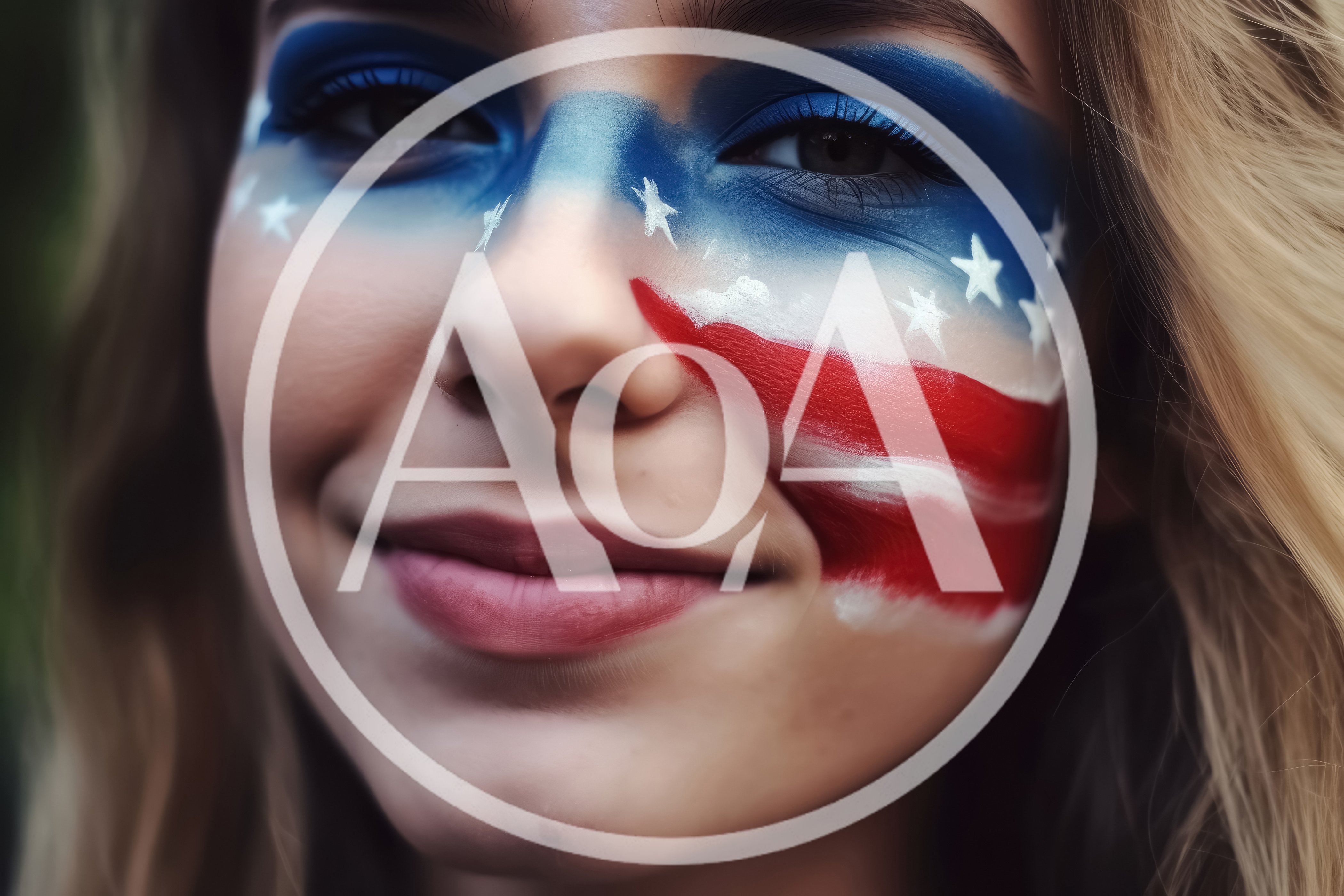 Young Woman With American Flag Face Paint