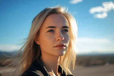 Portrait Of A Young Blonde Woman Outdoors