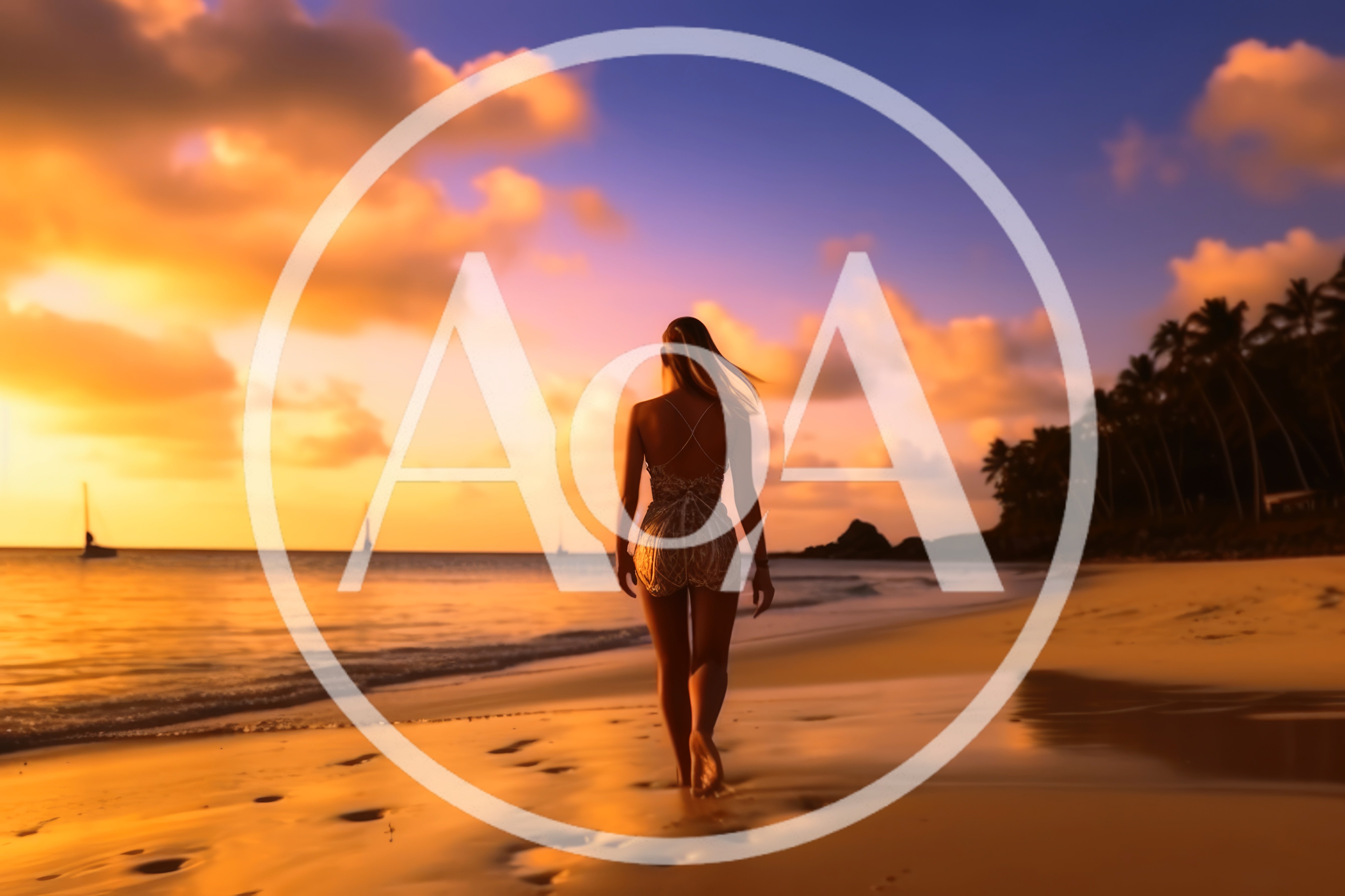 Woman Walking Along Tropical Beach At Sunset