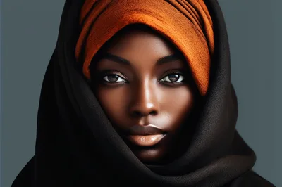 Portrait Of A Beautiful African Woman Wearing A Headscarf