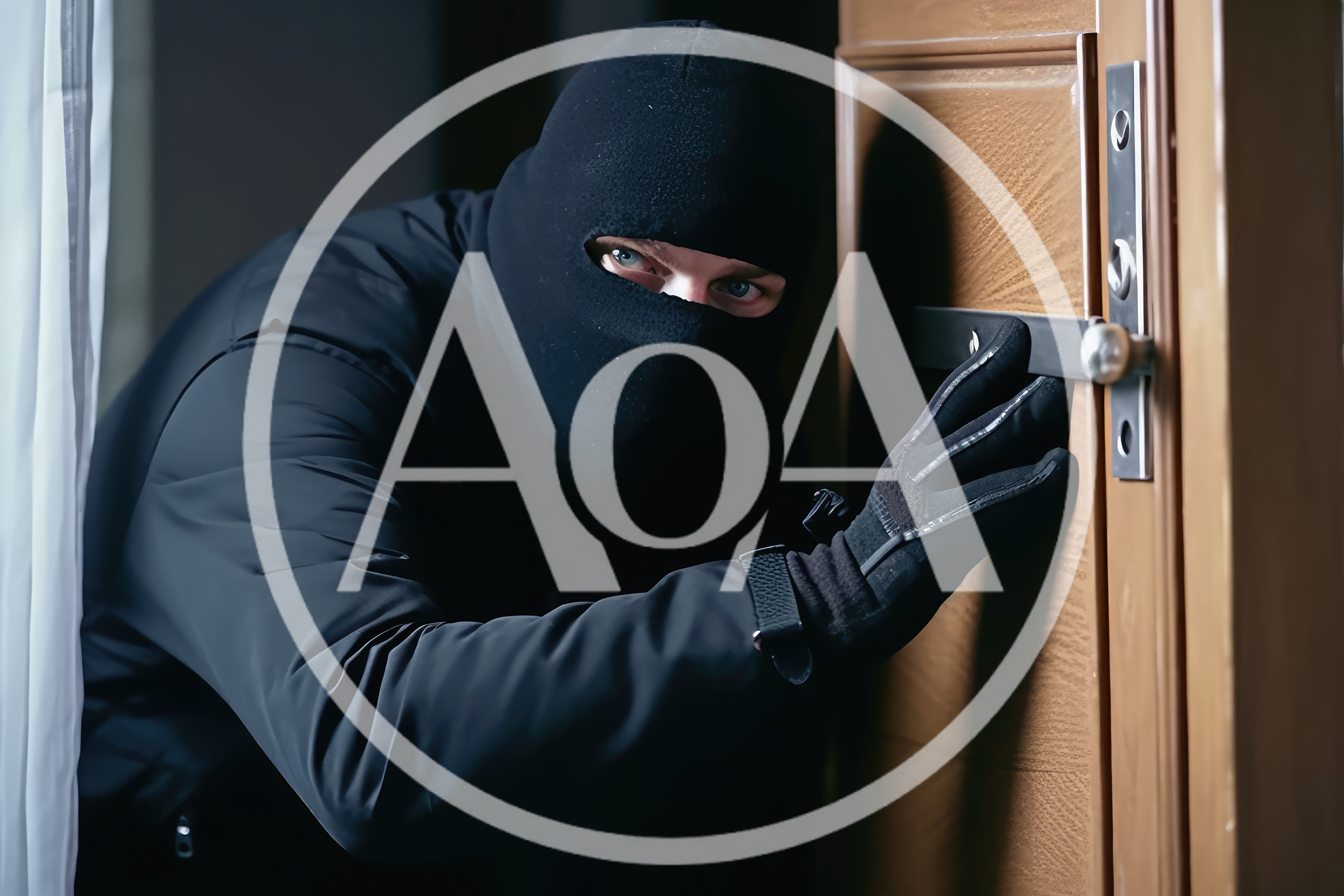 Burglar Wearing Balaclava Breaking Into A House