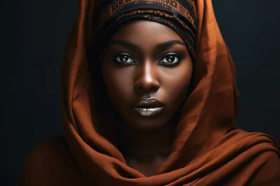 Portrait Of A Beautiful African Woman In A Headscarf