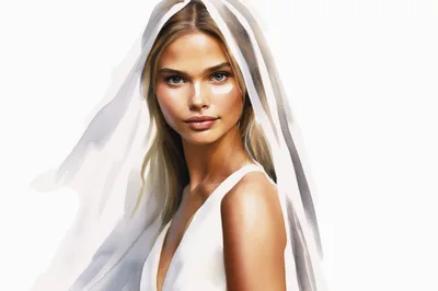Portrait Of A Beautiful Bride Wearing A Veil