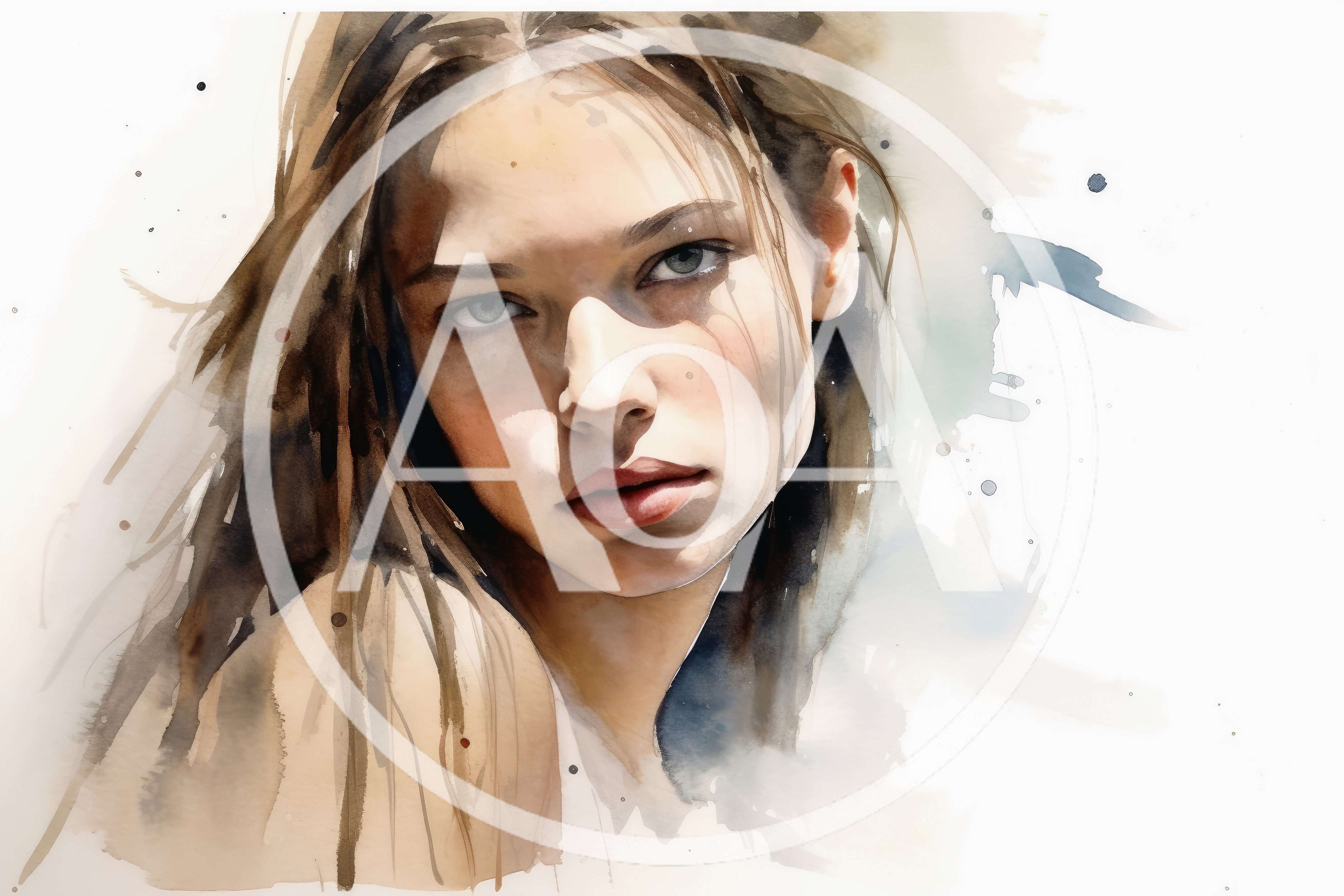 Watercolor Portrait Of A Young Woman