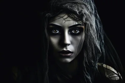 Portrait Of A Mysterious Gothic Woman In A Veil