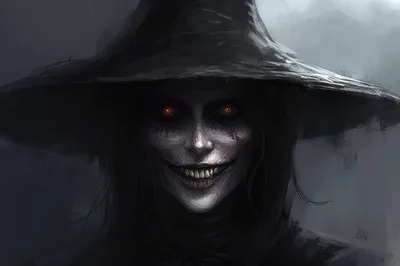 Sinister Witch Portrait With Glowing Eyes