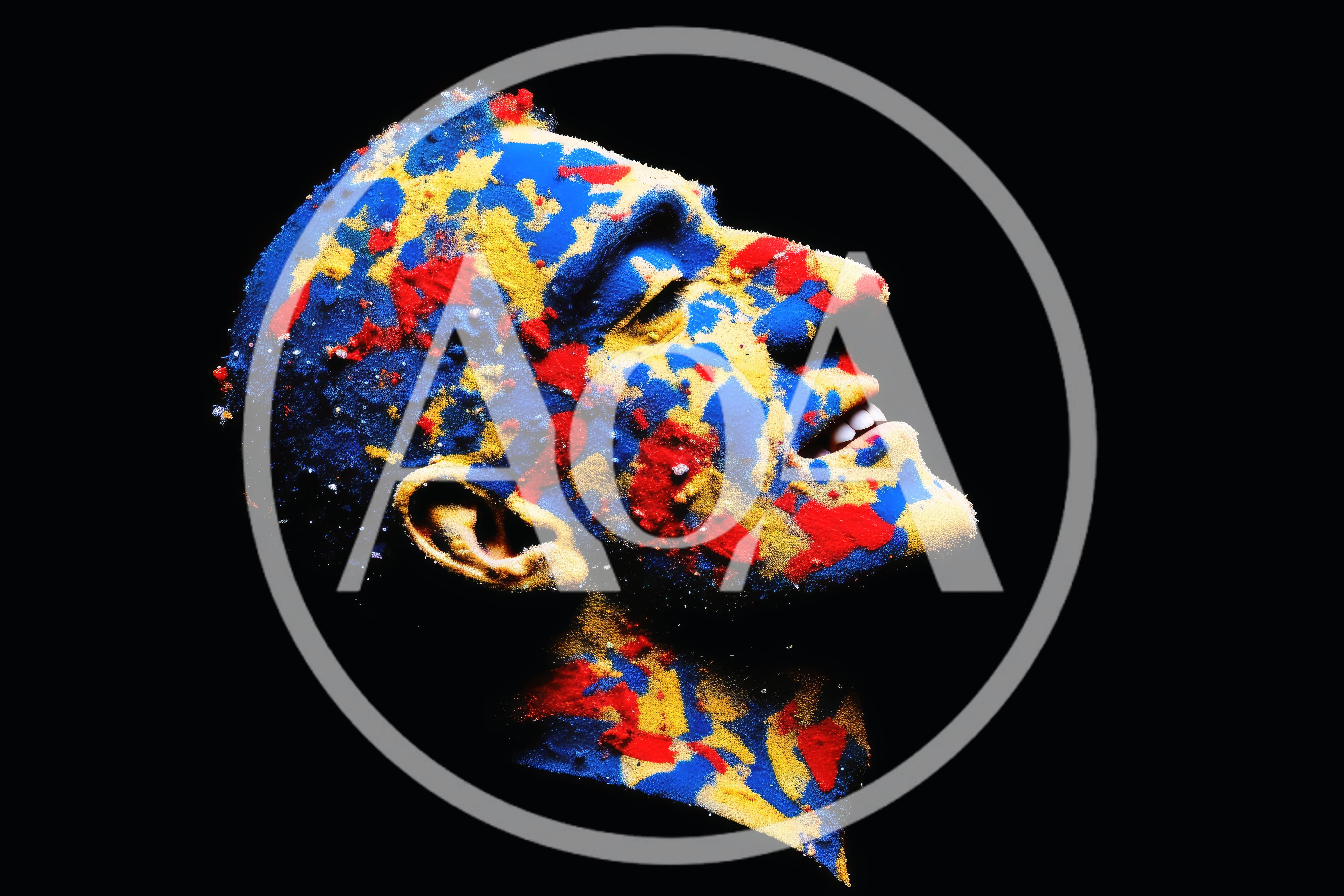 Profile Of A Man Covered In Colorful Powder