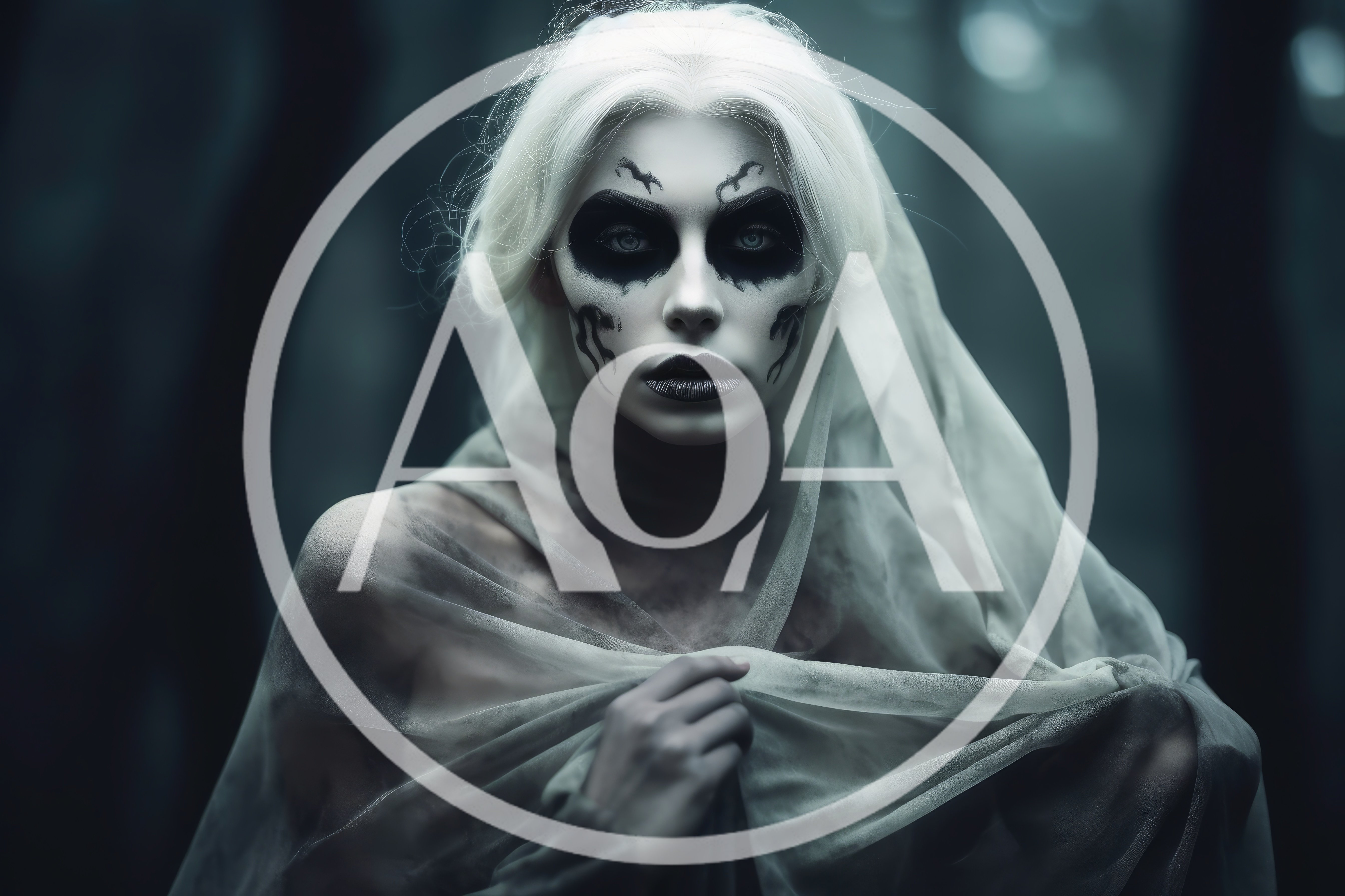 Ethereal Ghostly Woman With Dark Skull Makeup