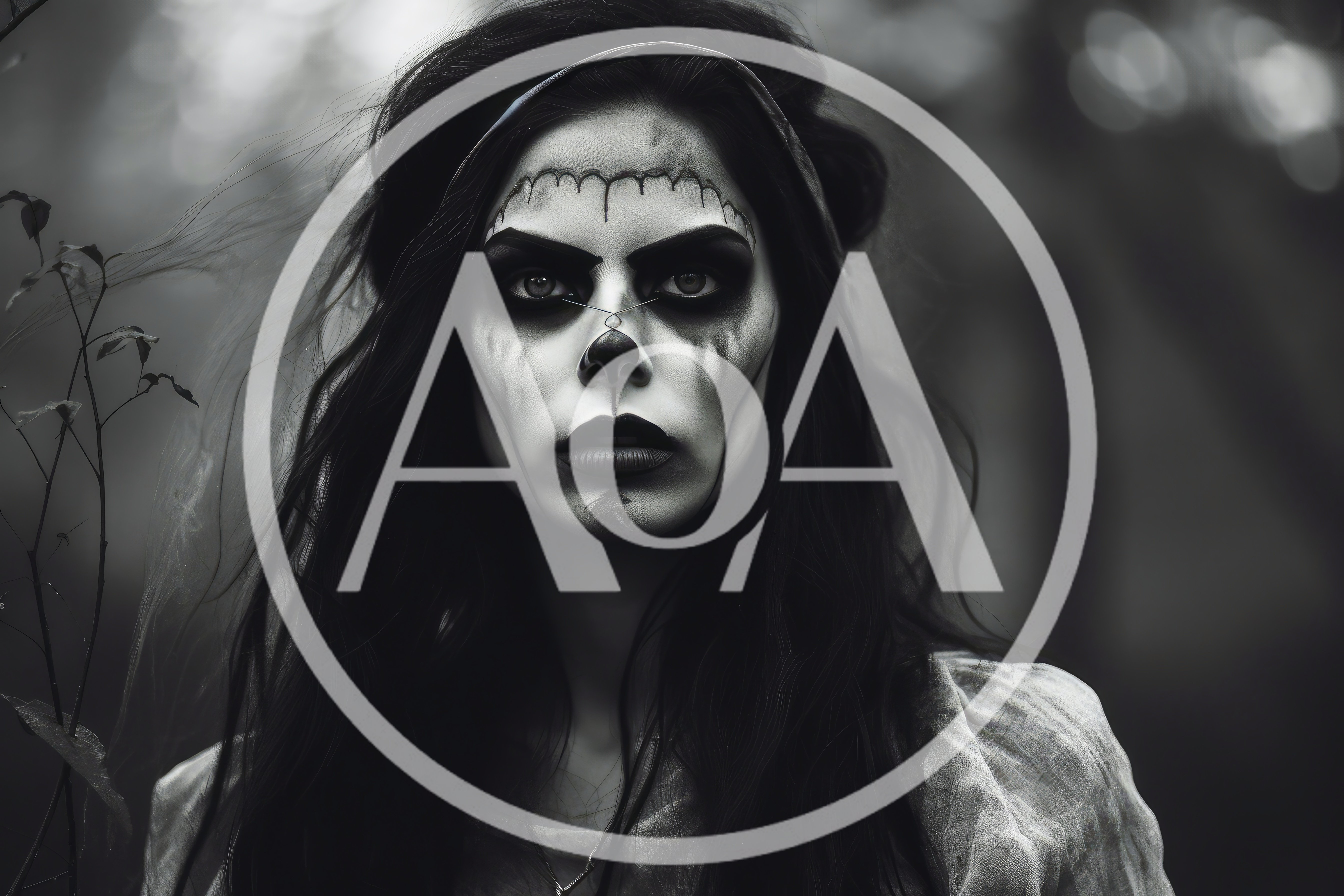Portrait Of A Woman With Gothic Halloween Makeup