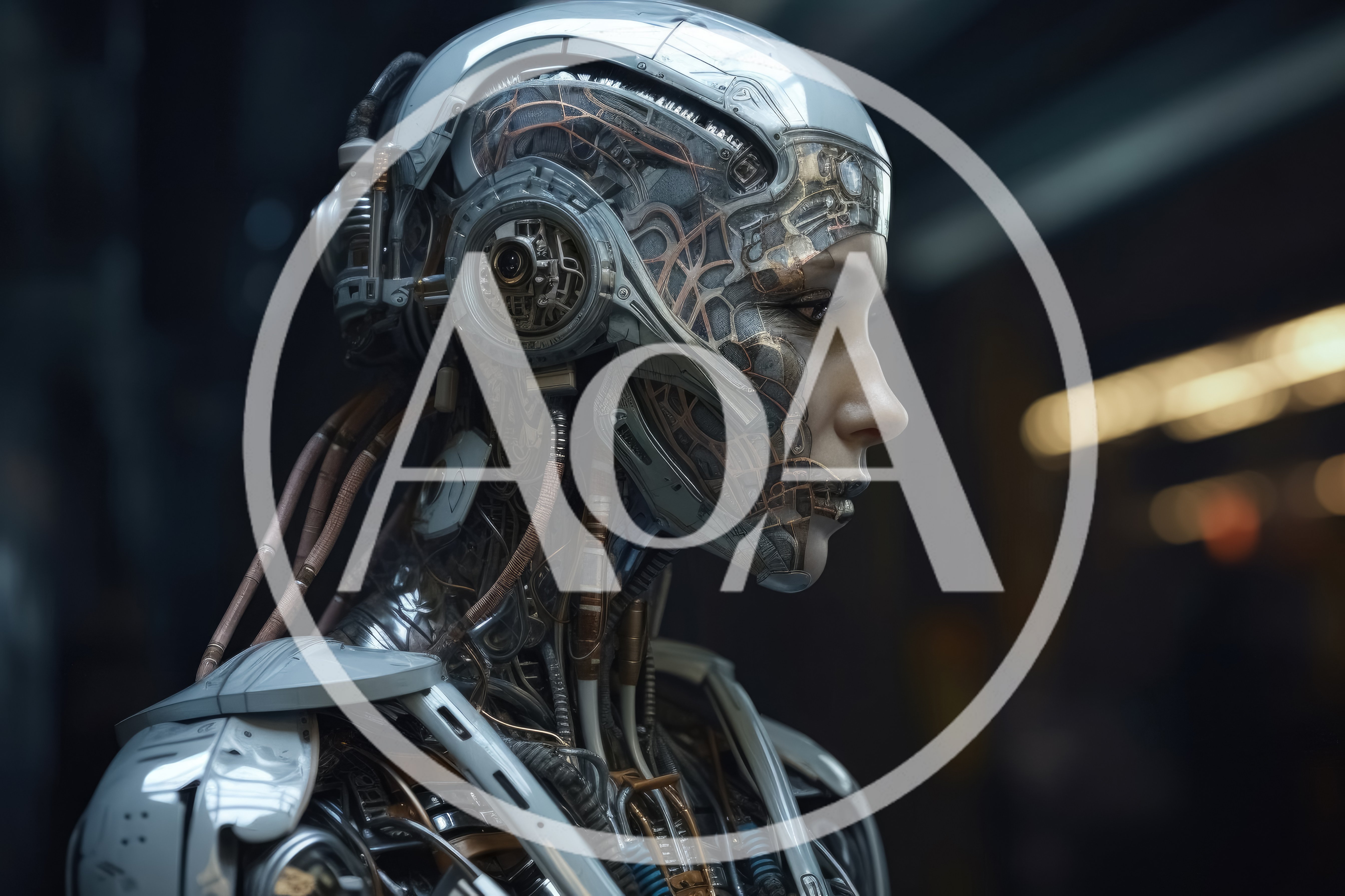 Cyborg Android Head Profile With Intricate Mechanical Details