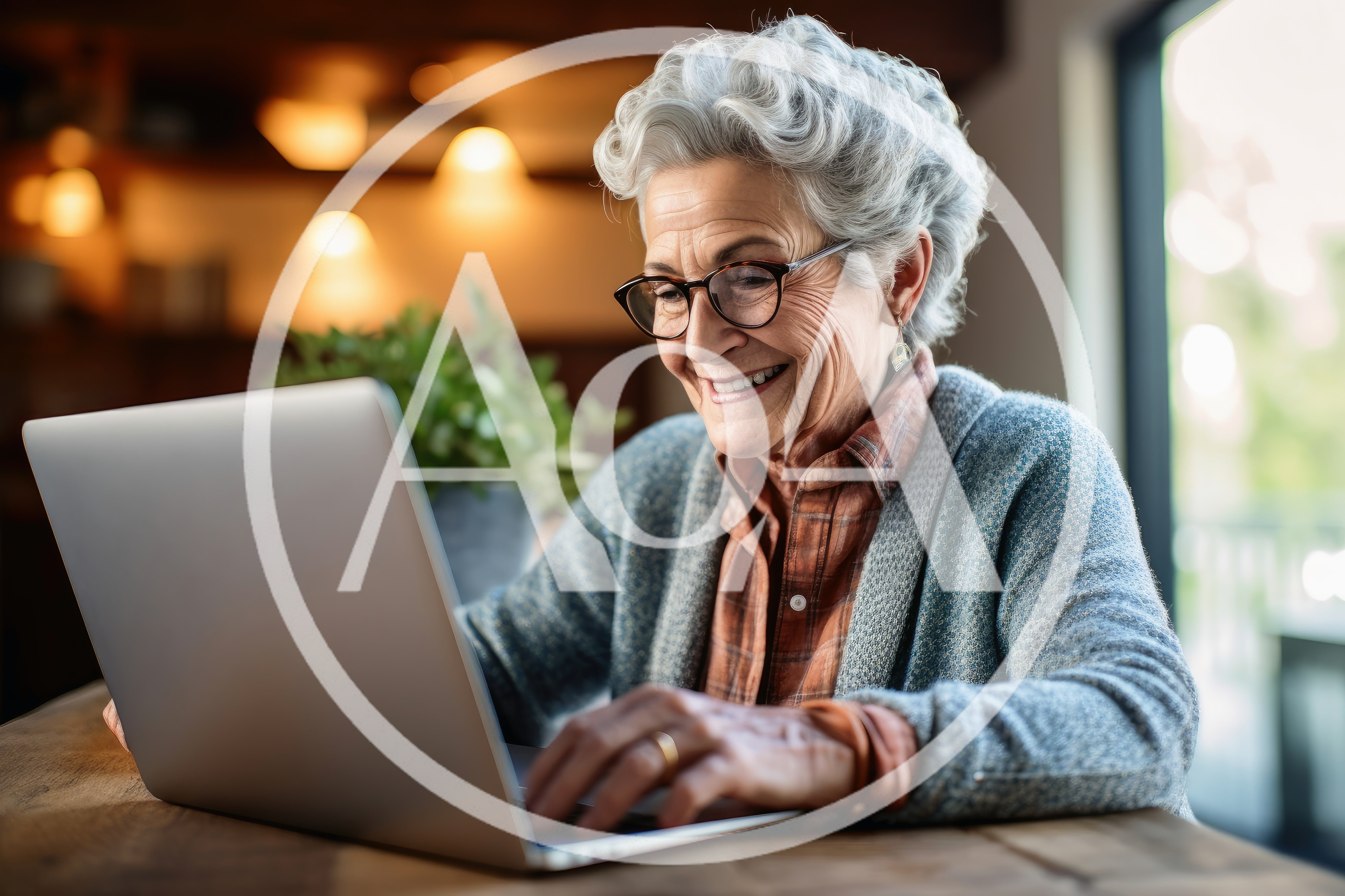 Senior Woman Using Laptop at Home