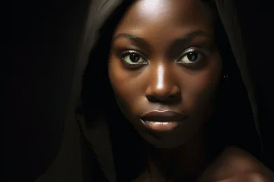 Portrait Of A Young Woman With Dark Skin