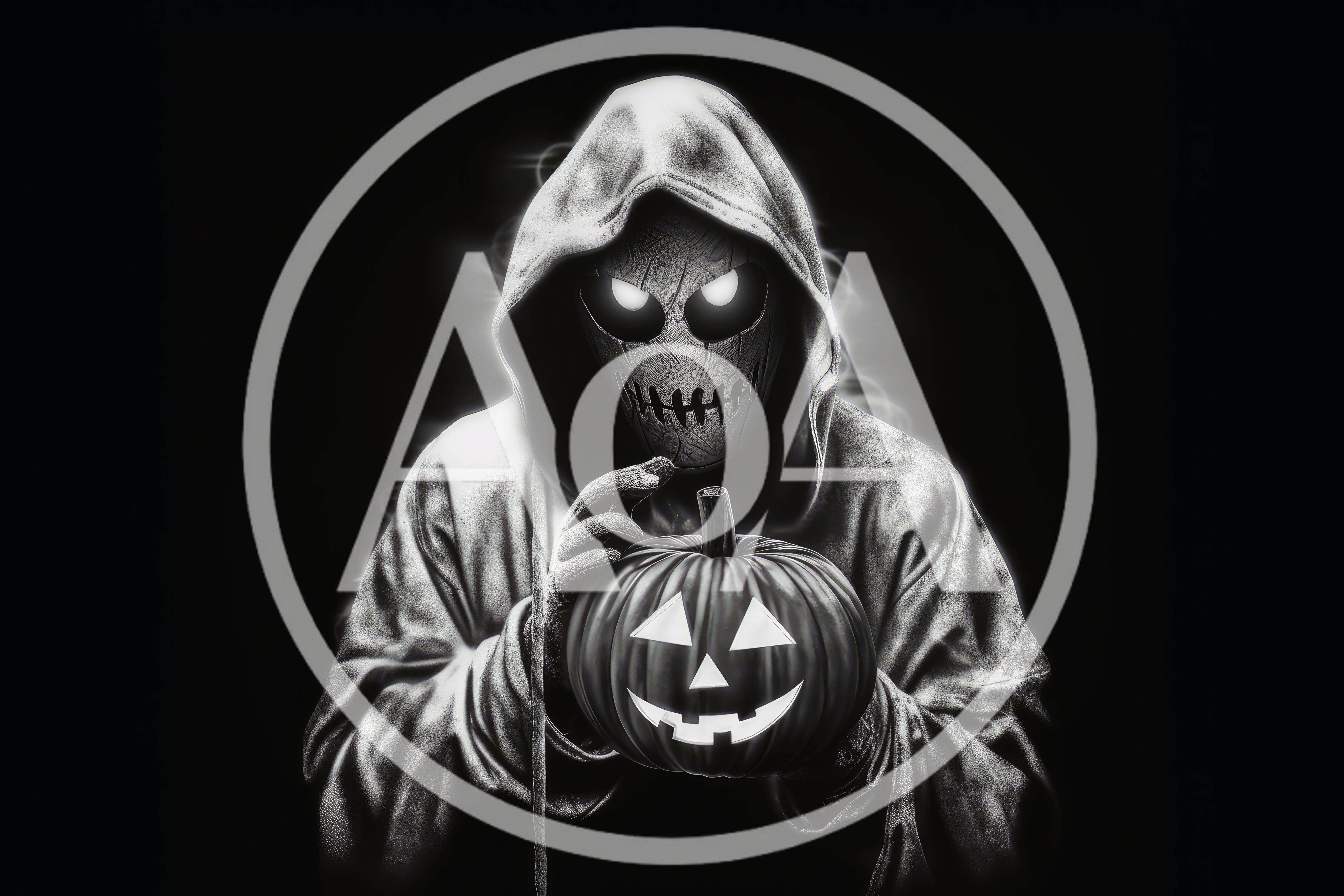 Hooded Figure Holding A Glowing Jack O Lantern