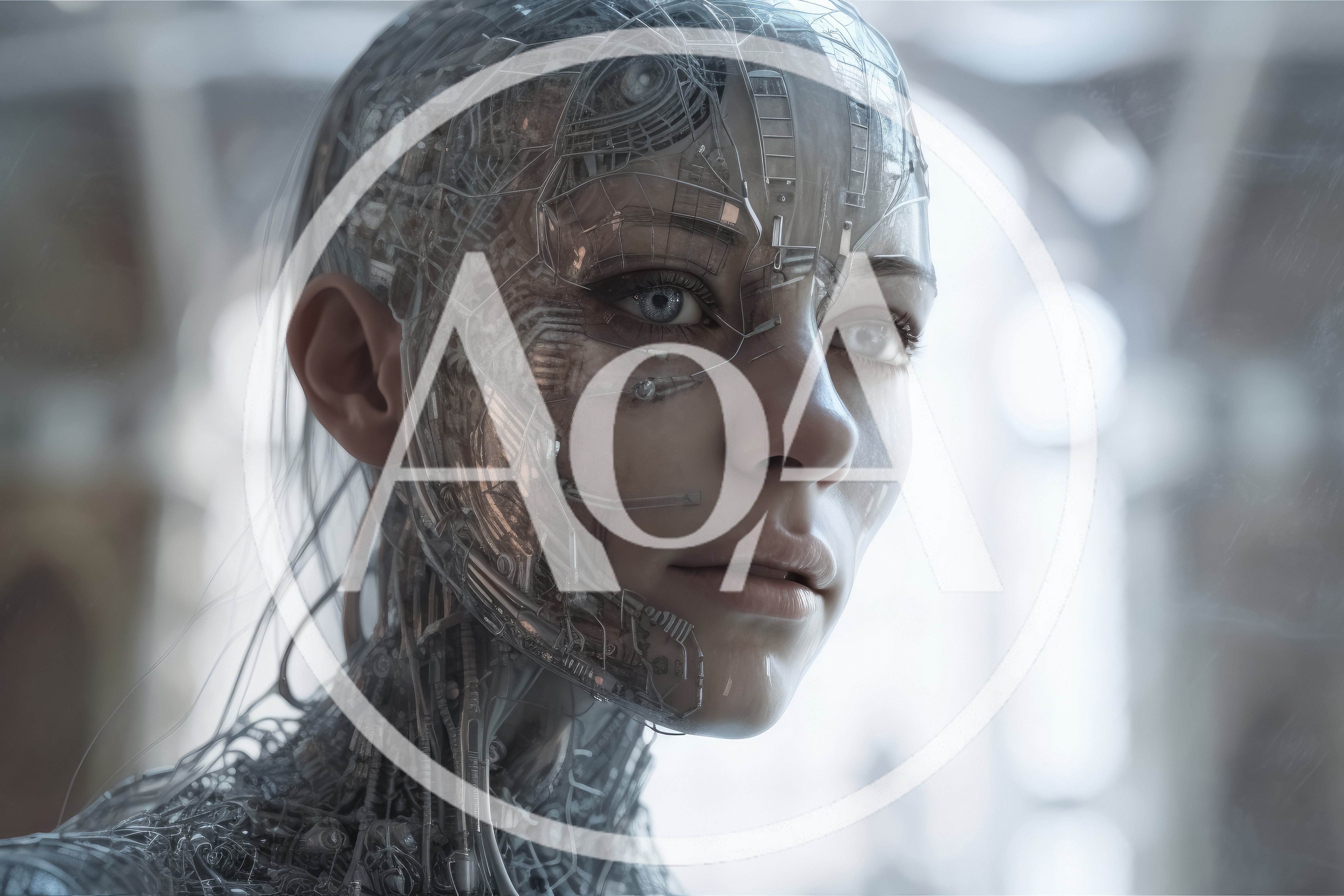 Cyborg Humanoid Portrait With Intricate Mechanical Circuitry