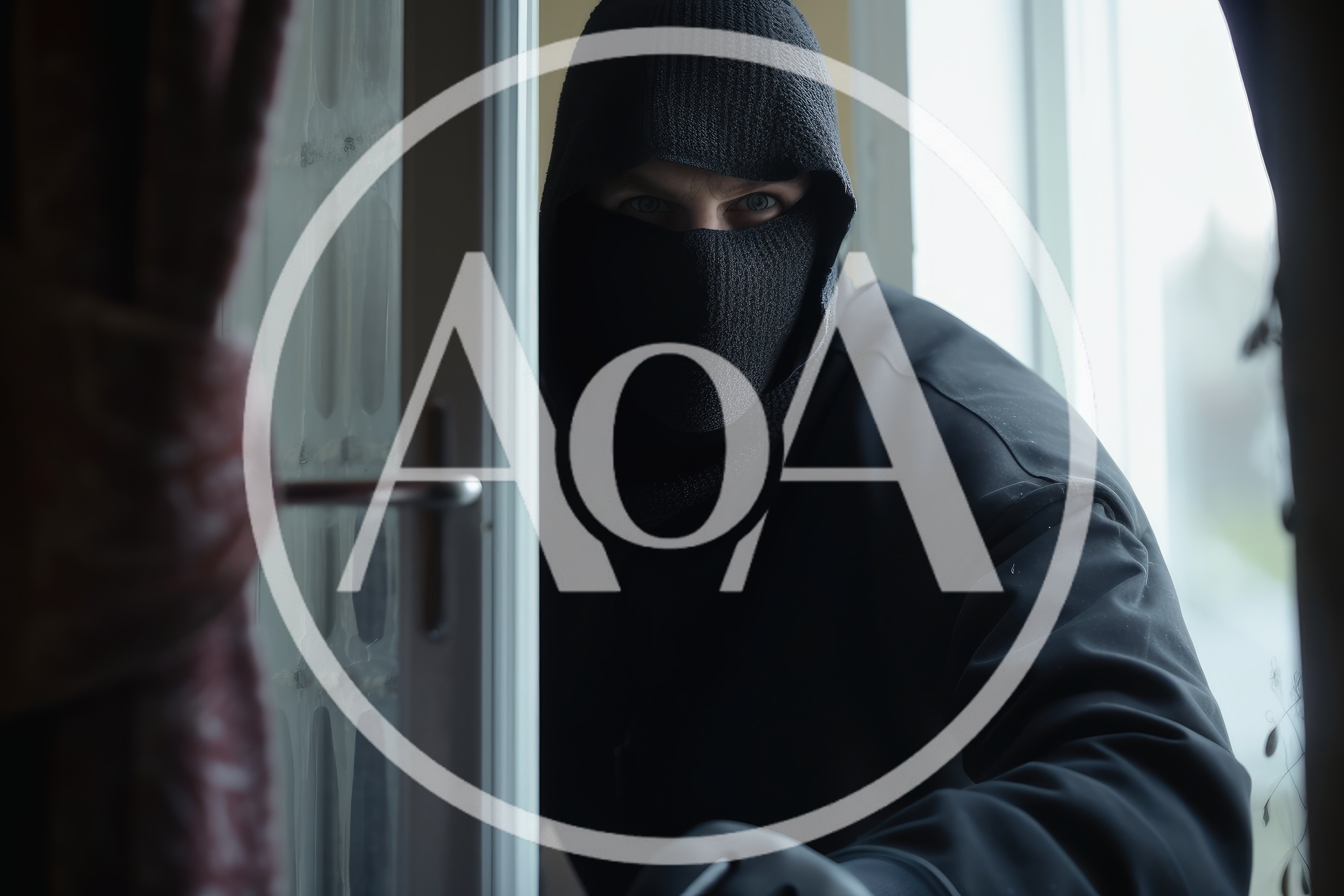 Intruder Wearing Balaclava Peering Through A Window