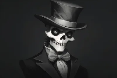Elegant Skeleton Gentleman In A Top Hat And Tuxedo