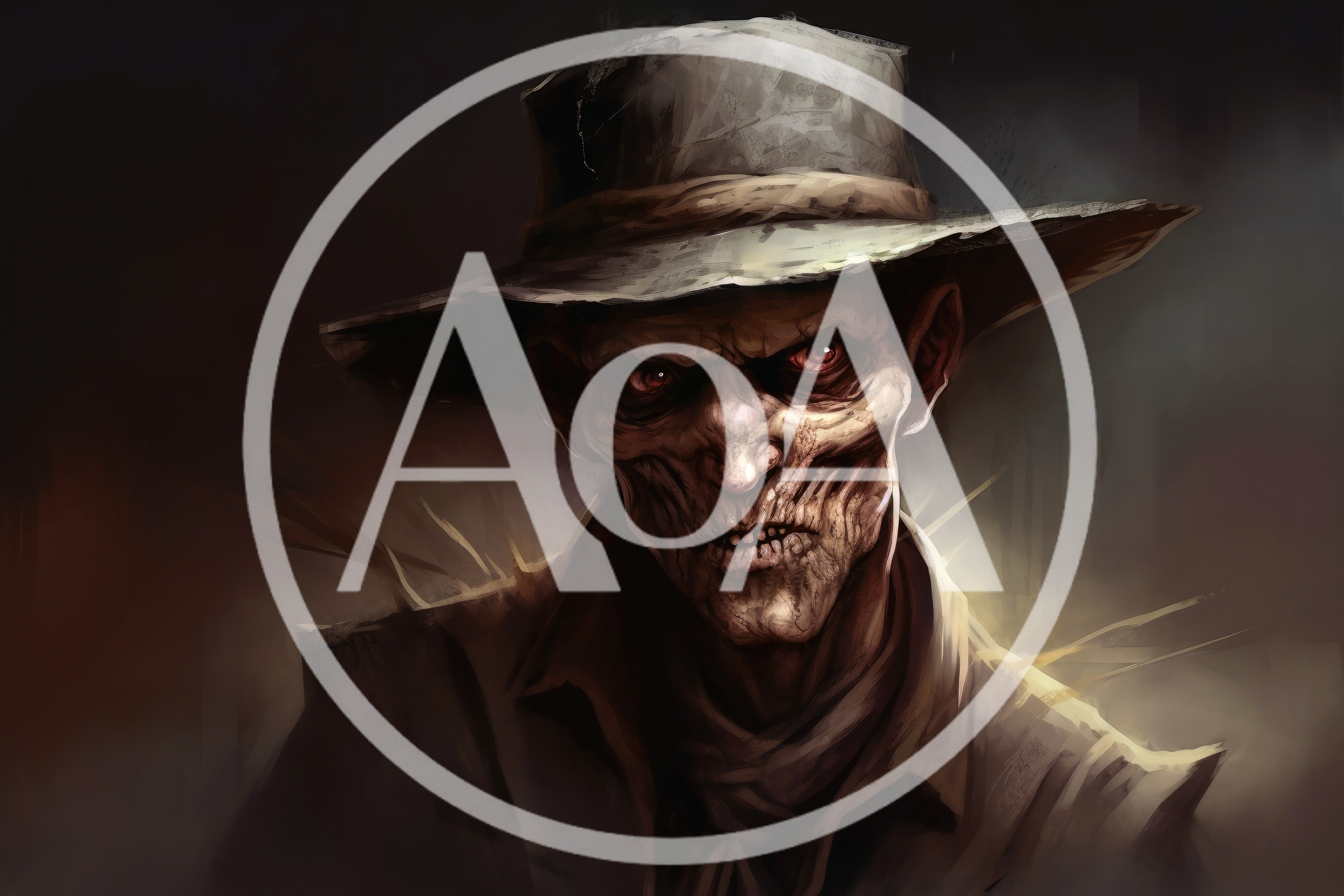 Sinister Undead Cowboy Portrait With Glowing Red Eyes