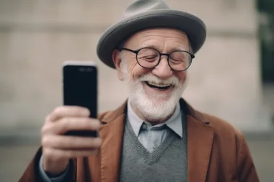 Happy Senior Man Taking A Selfie Outdoors