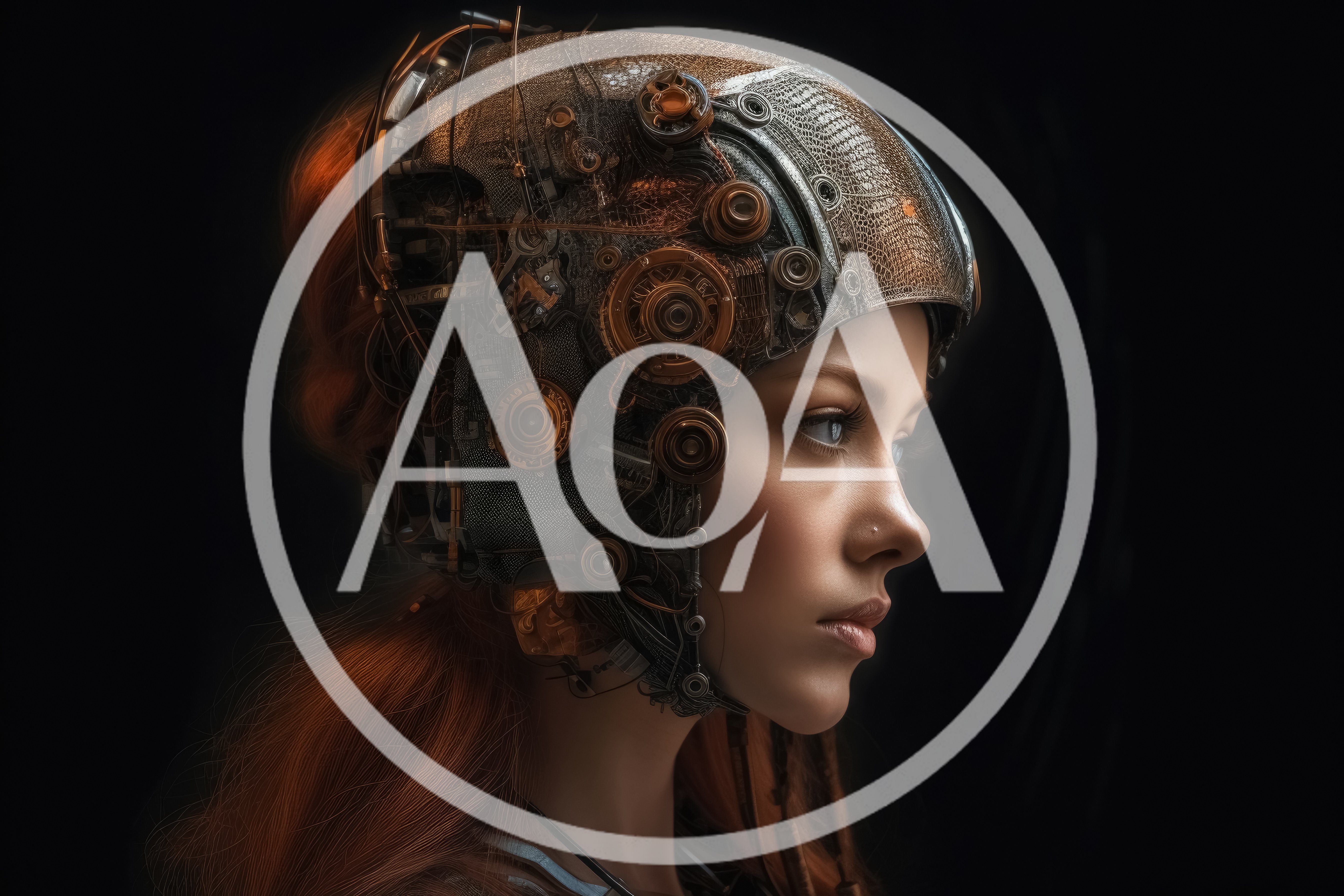 Portrait Of A Young Woman Wearing Steampunk Cybernetic Headgear