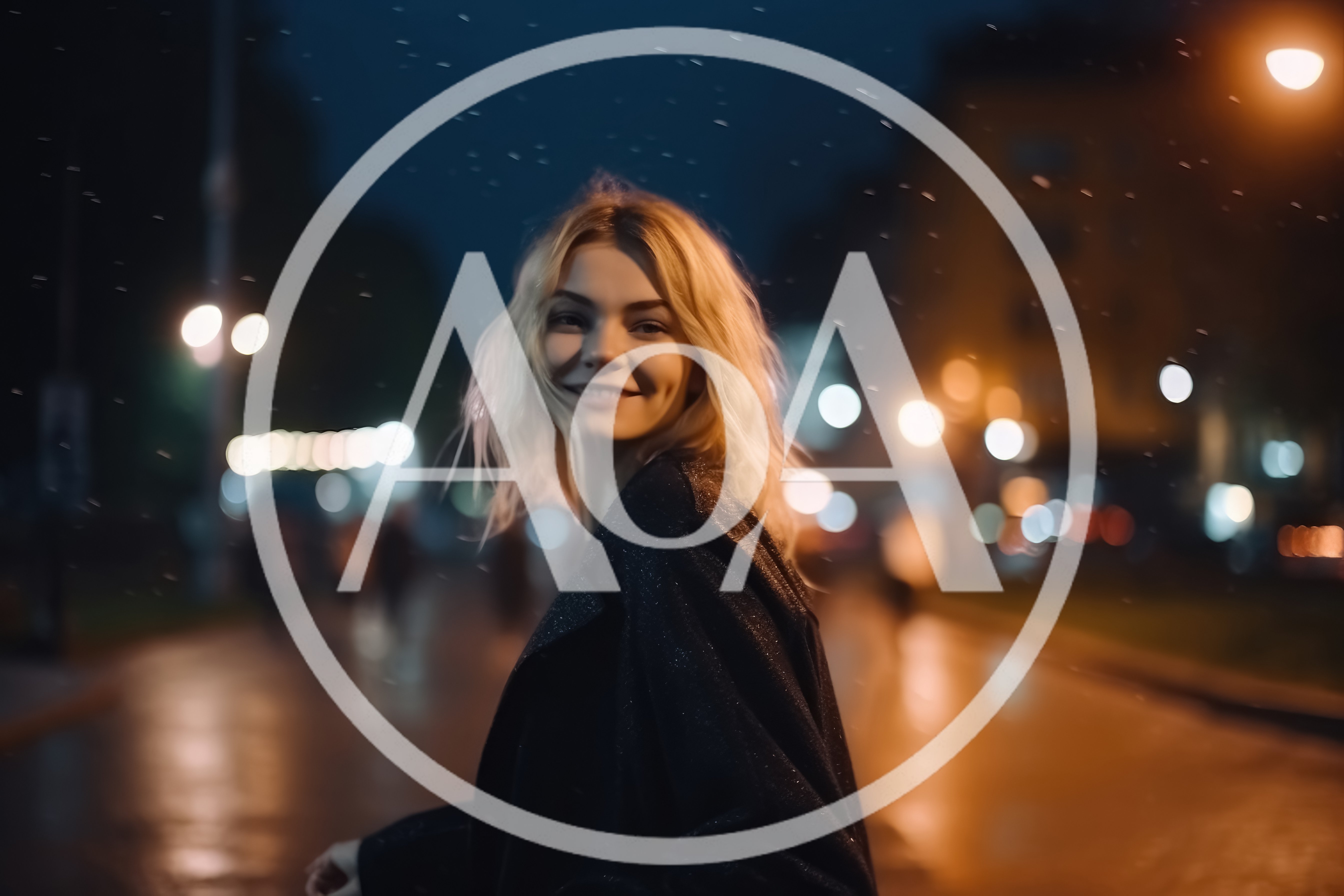 Young Woman Smiling While Walking Through City At Night