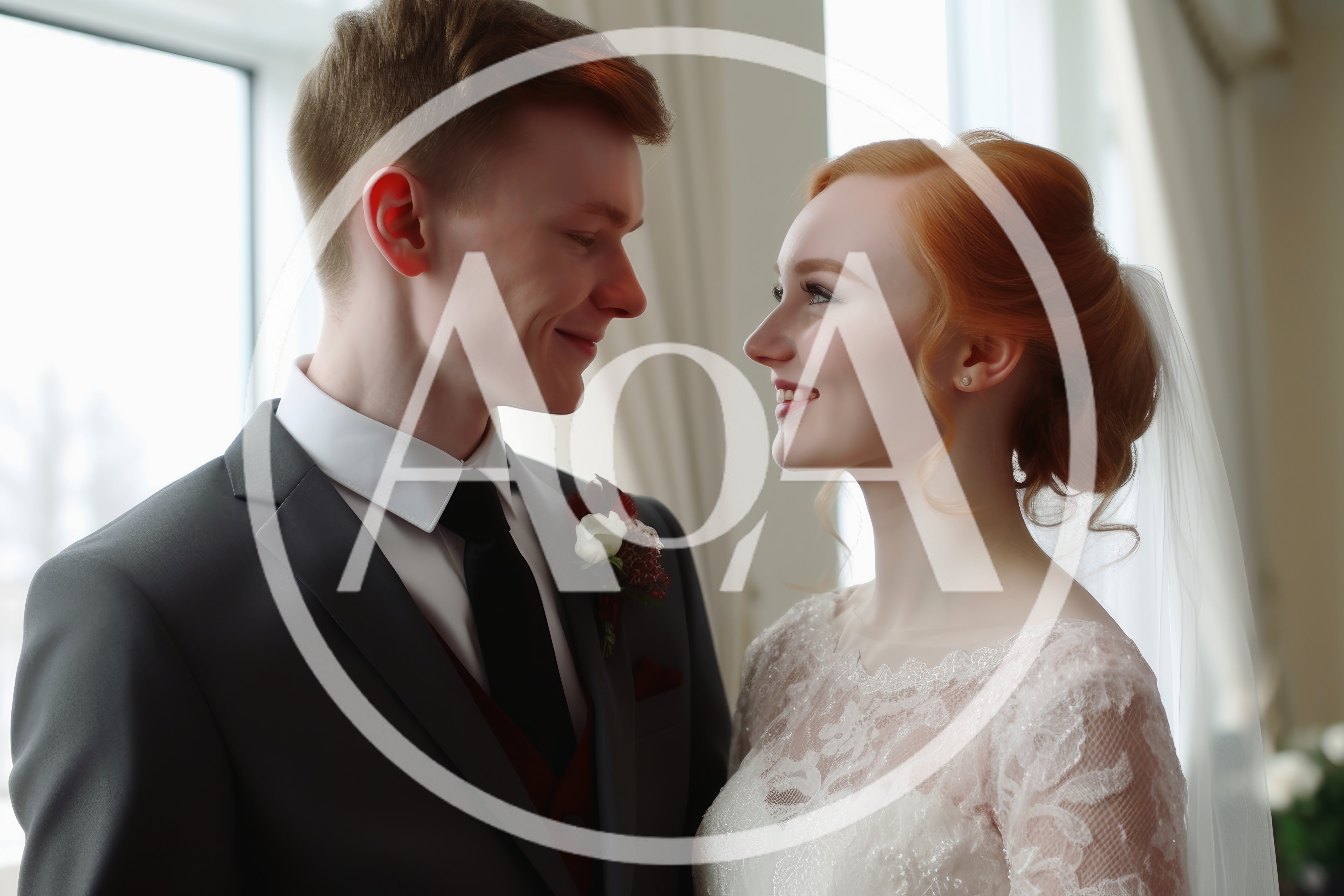 Happy Newlywed Couple Gazing Lovingly At Each Other