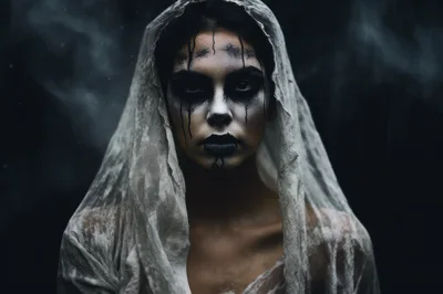 Portrait Of A Woman With Dark Gothic Makeup