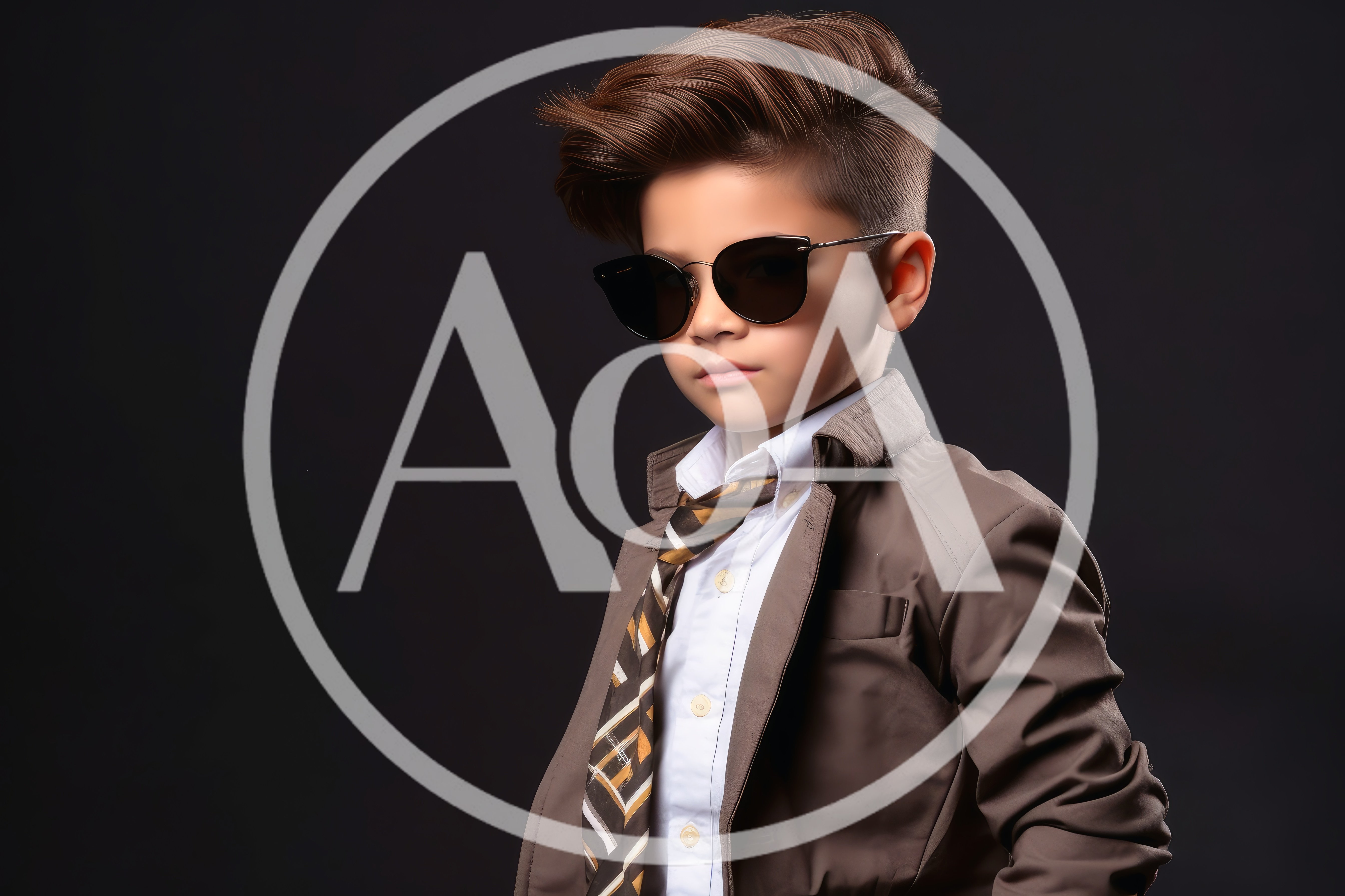 Stylish Young Boy Wearing Sunglasses and Suit