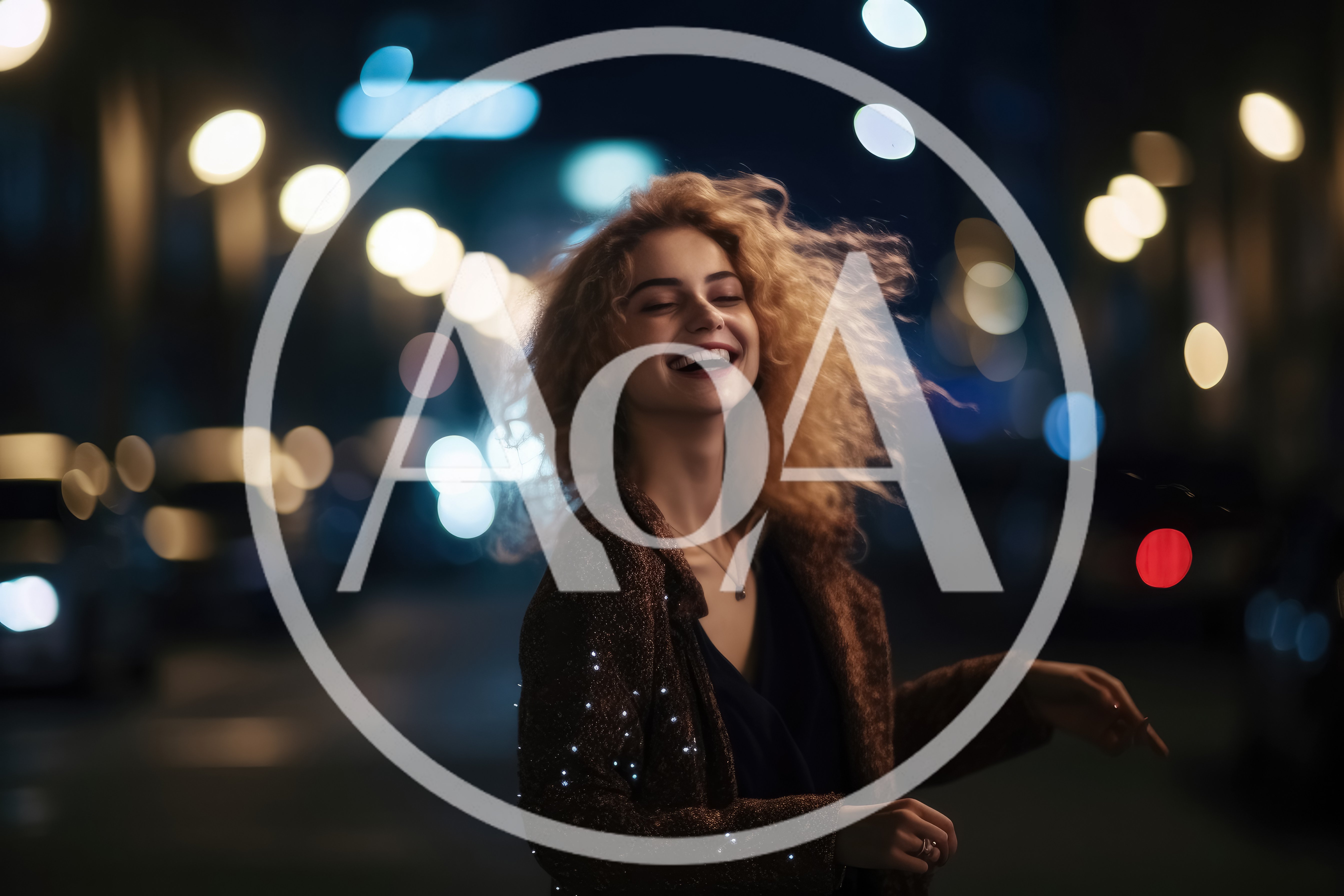 Happy Young Woman With Curly Hair Laughing Outdoors