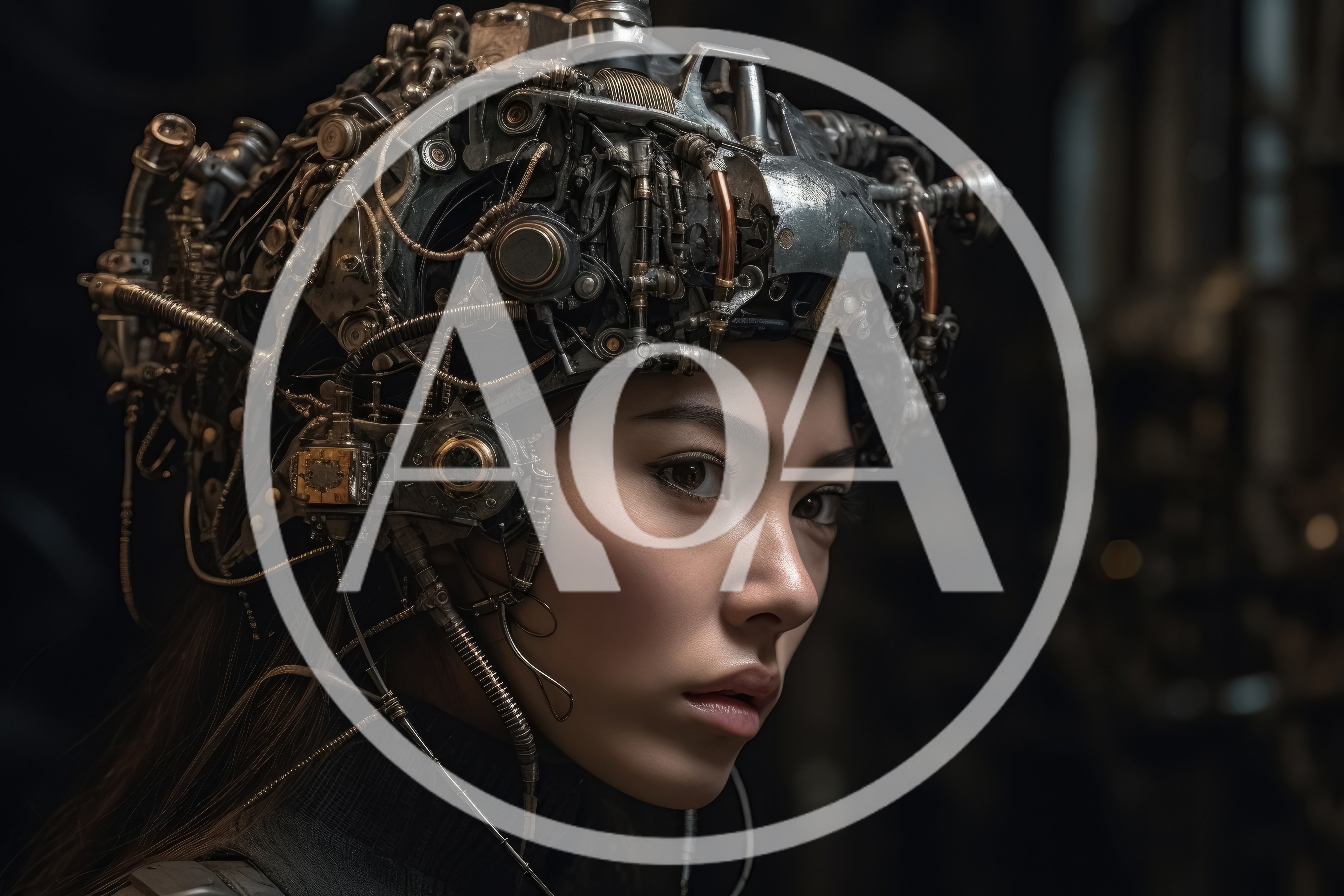Cybernetic Woman Wearing Intricate Steampunk Headgear