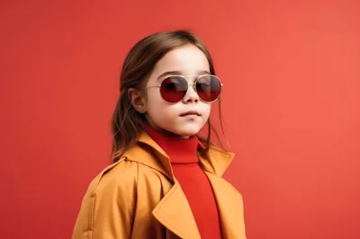 Stylish Young Girl Wearing Sunglasses And Trench Coat