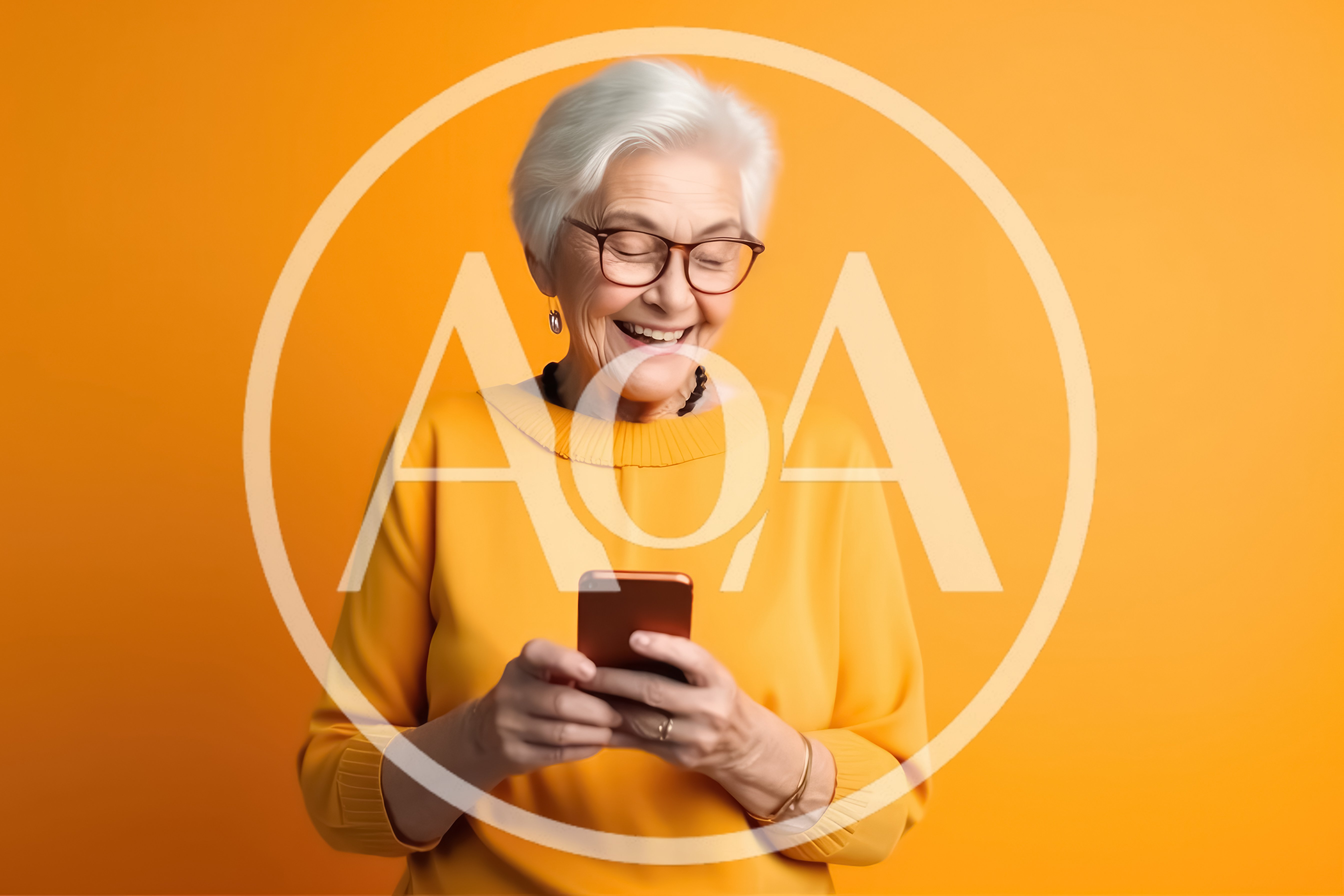 Happy Senior Woman Using Smartphone