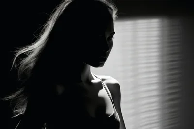 Silhouette Of A Woman With Flowing Hair