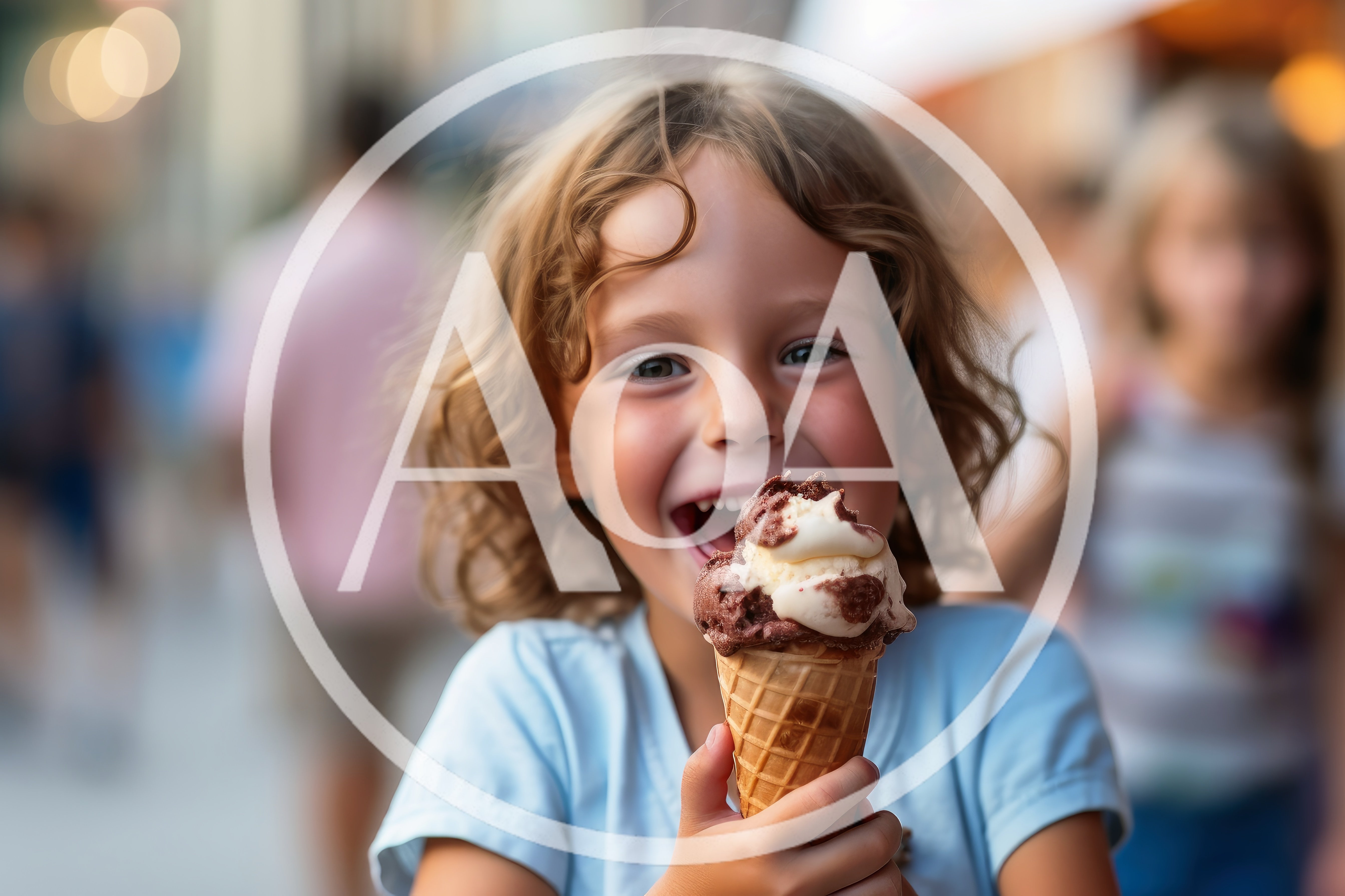 Happy Young Child Eating Chocolate Ice Cream Cone