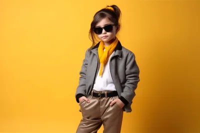 Stylish Young Girl Posing in Fashionable Outfit