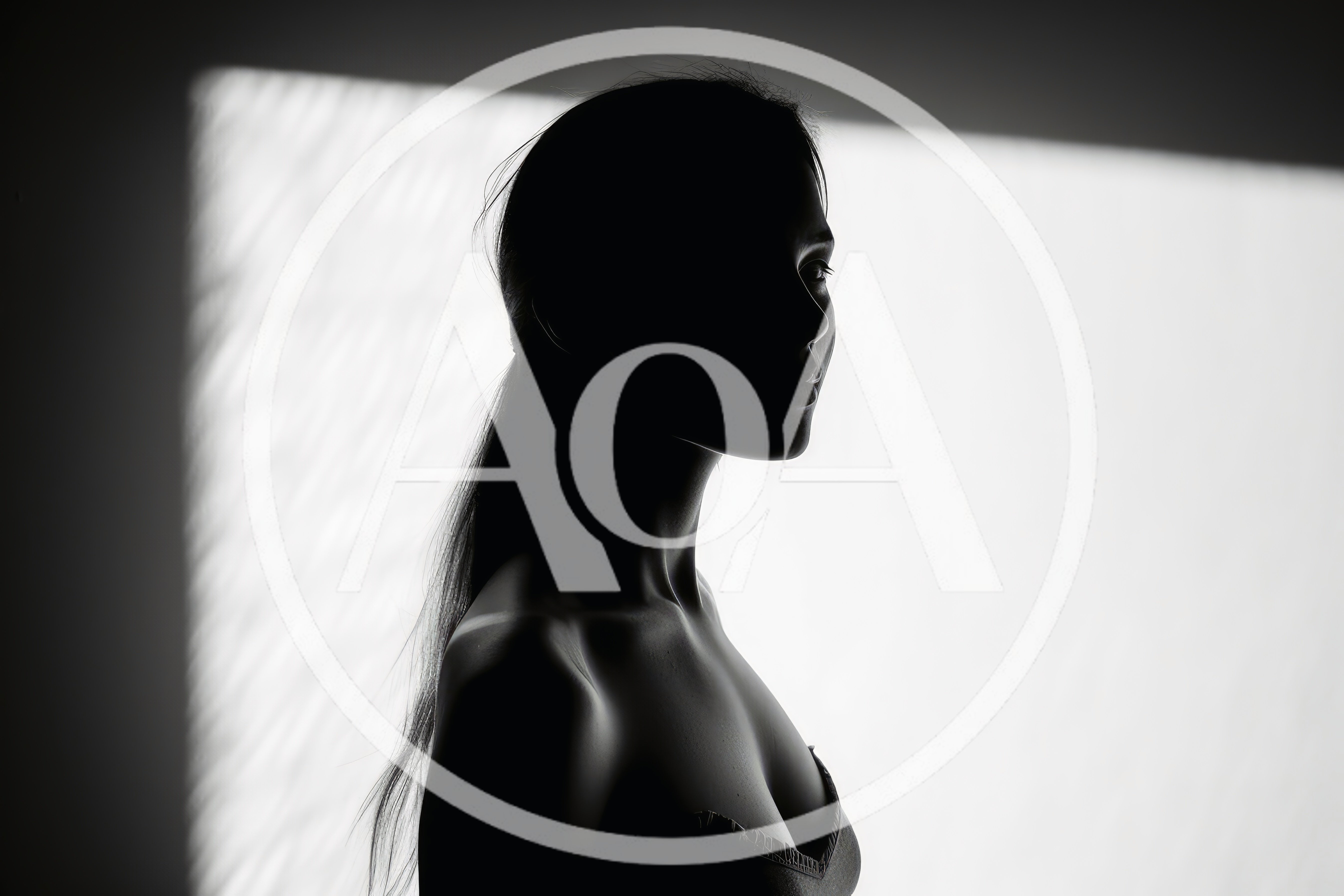 Silhouette Portrait of a Young Woman in Profile