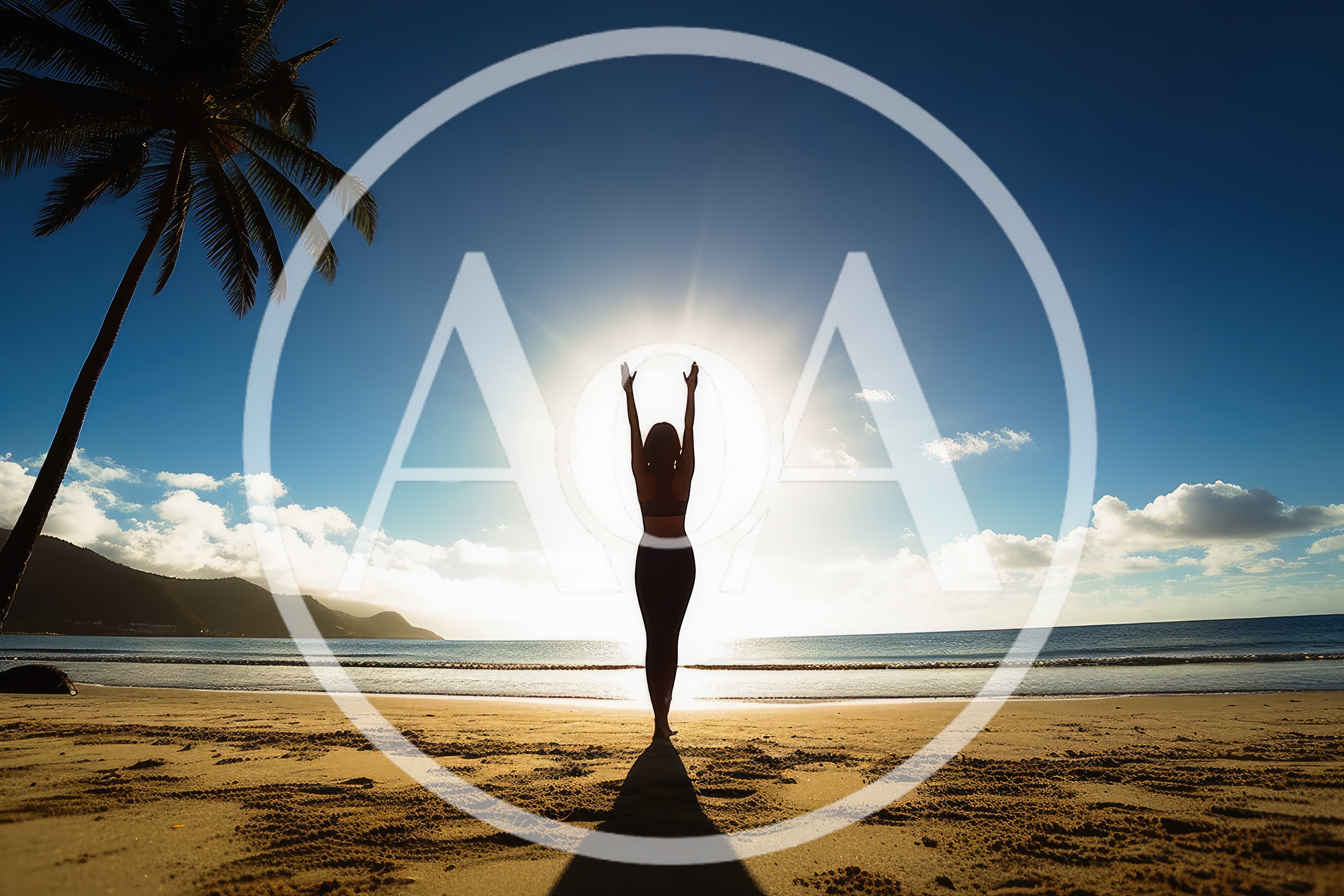 Woman Practicing Yoga On A Tropical Beach At Sunrise