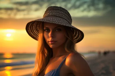 Portrait Of A Young Woman Wearing A Straw Hat