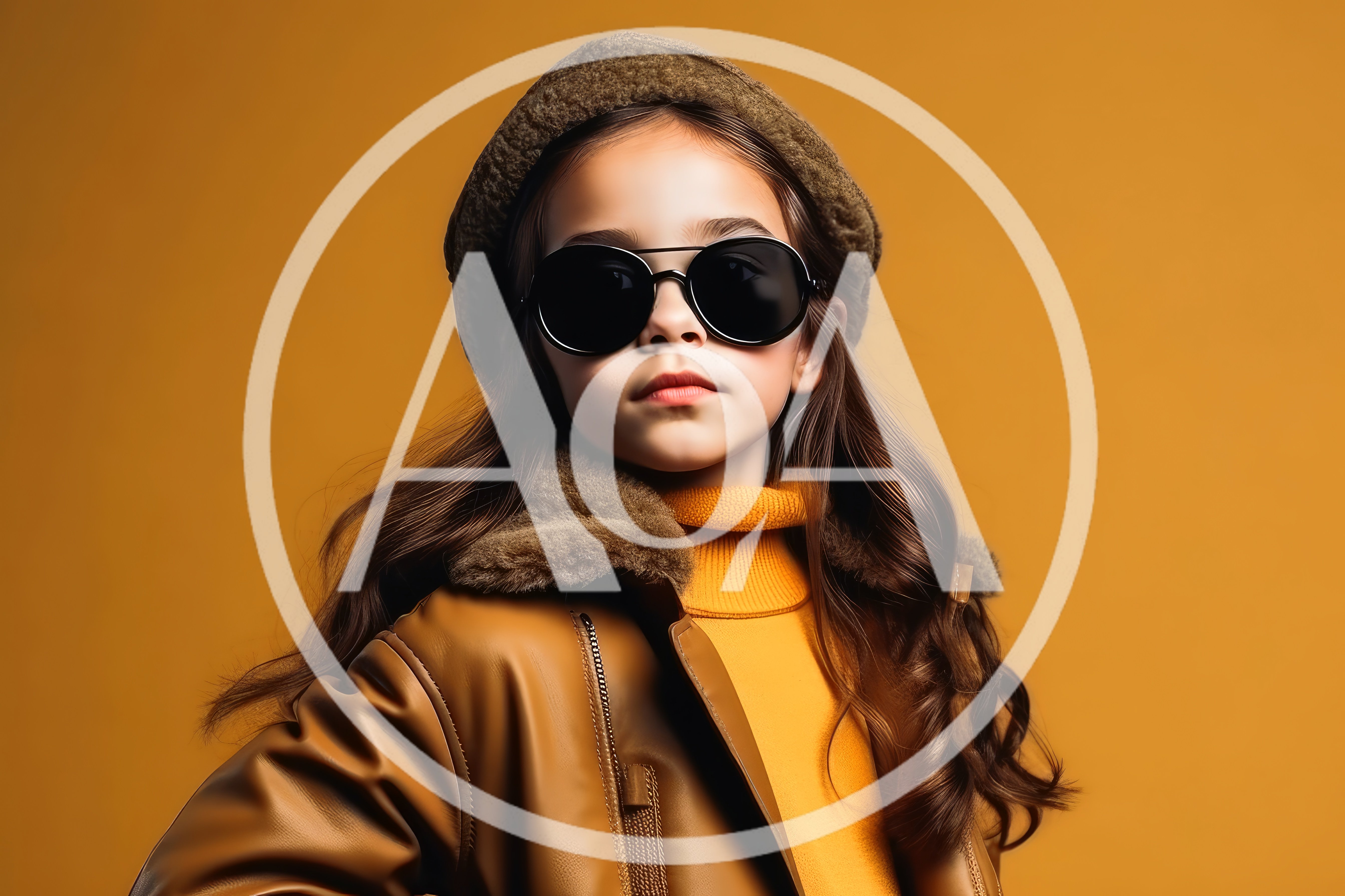 Stylish Young Girl Wearing Leather Jacket and Sunglasses