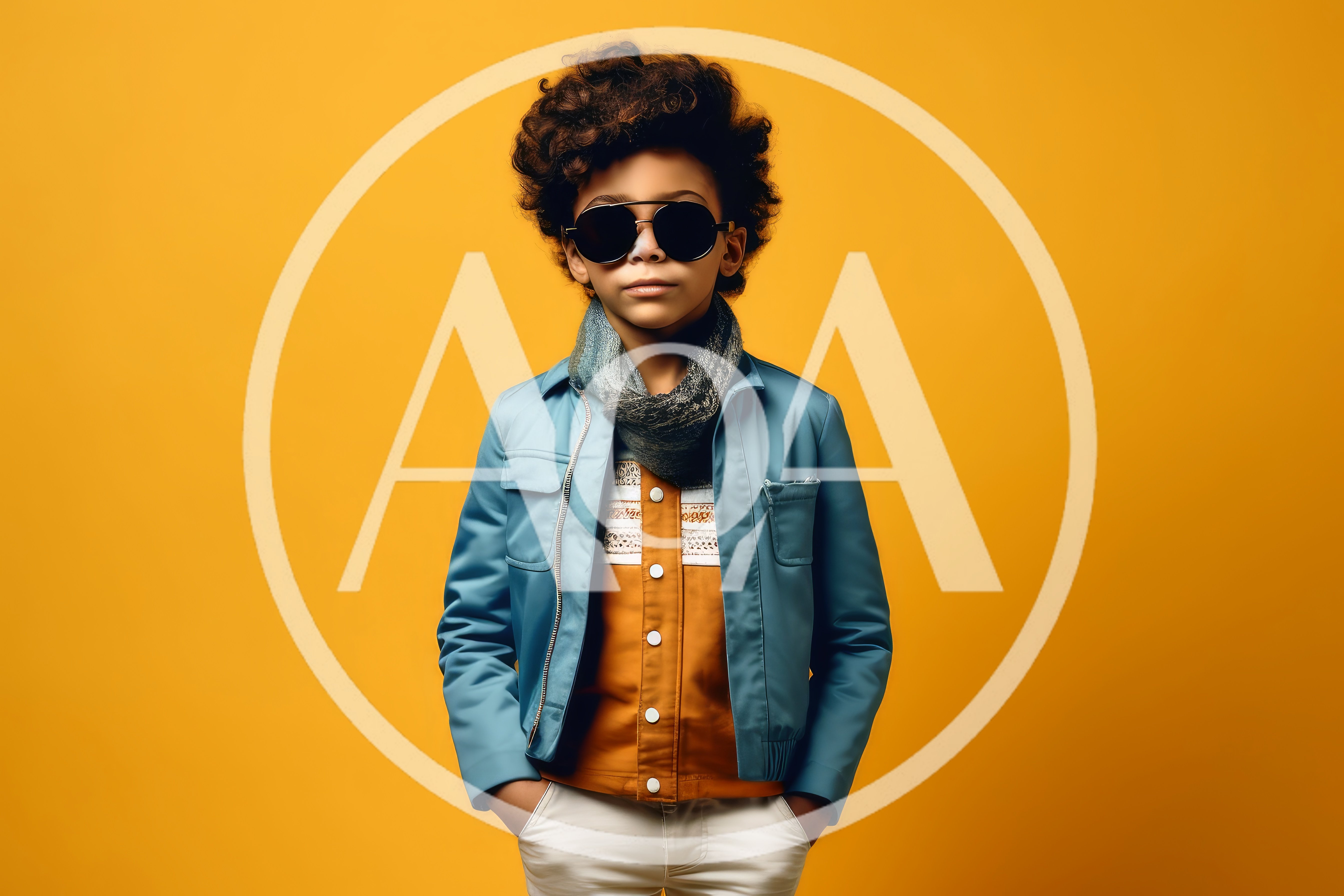 Stylish Young Boy With Curly Hair And Sunglasses