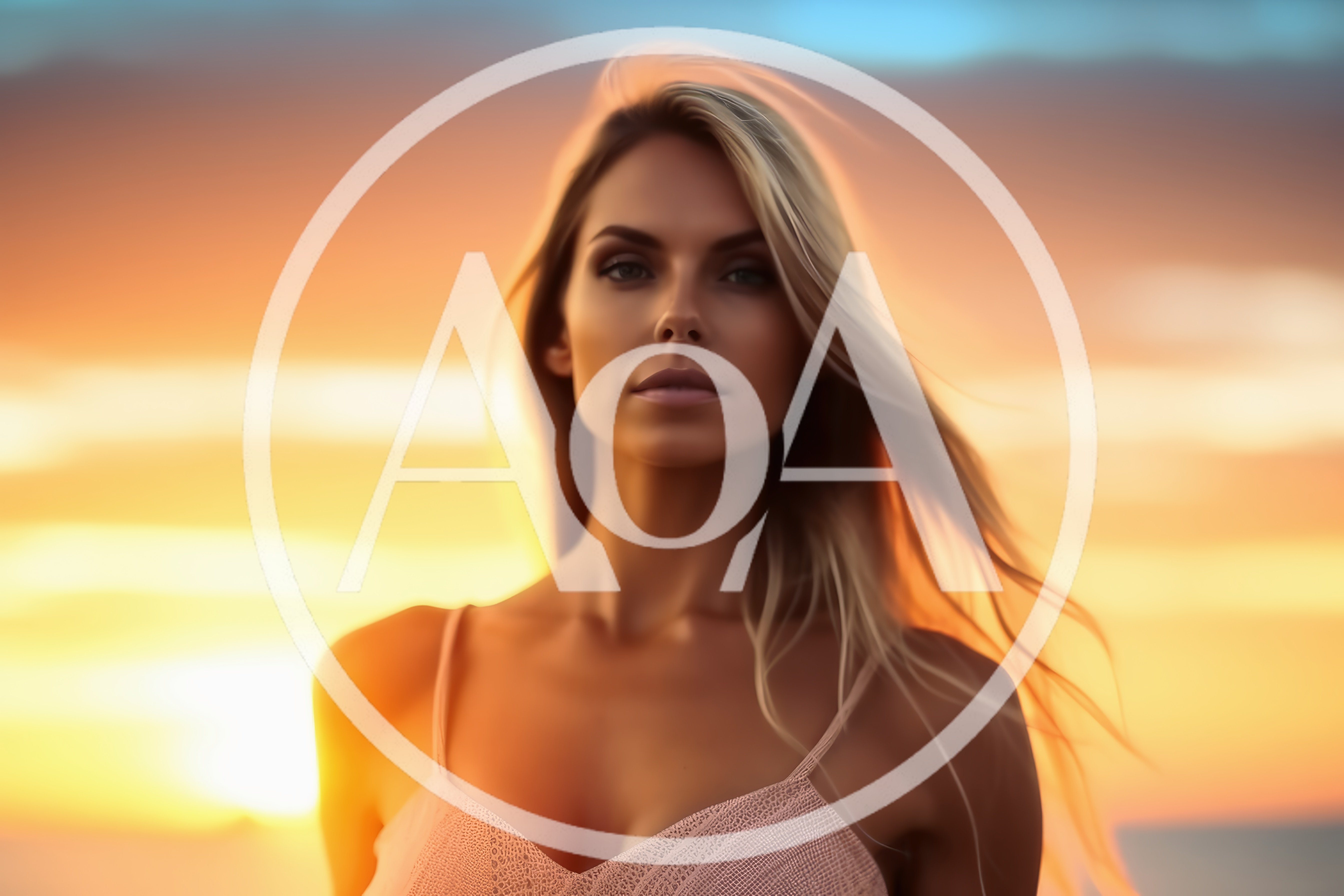 Portrait Of A Blonde Woman At Sunset