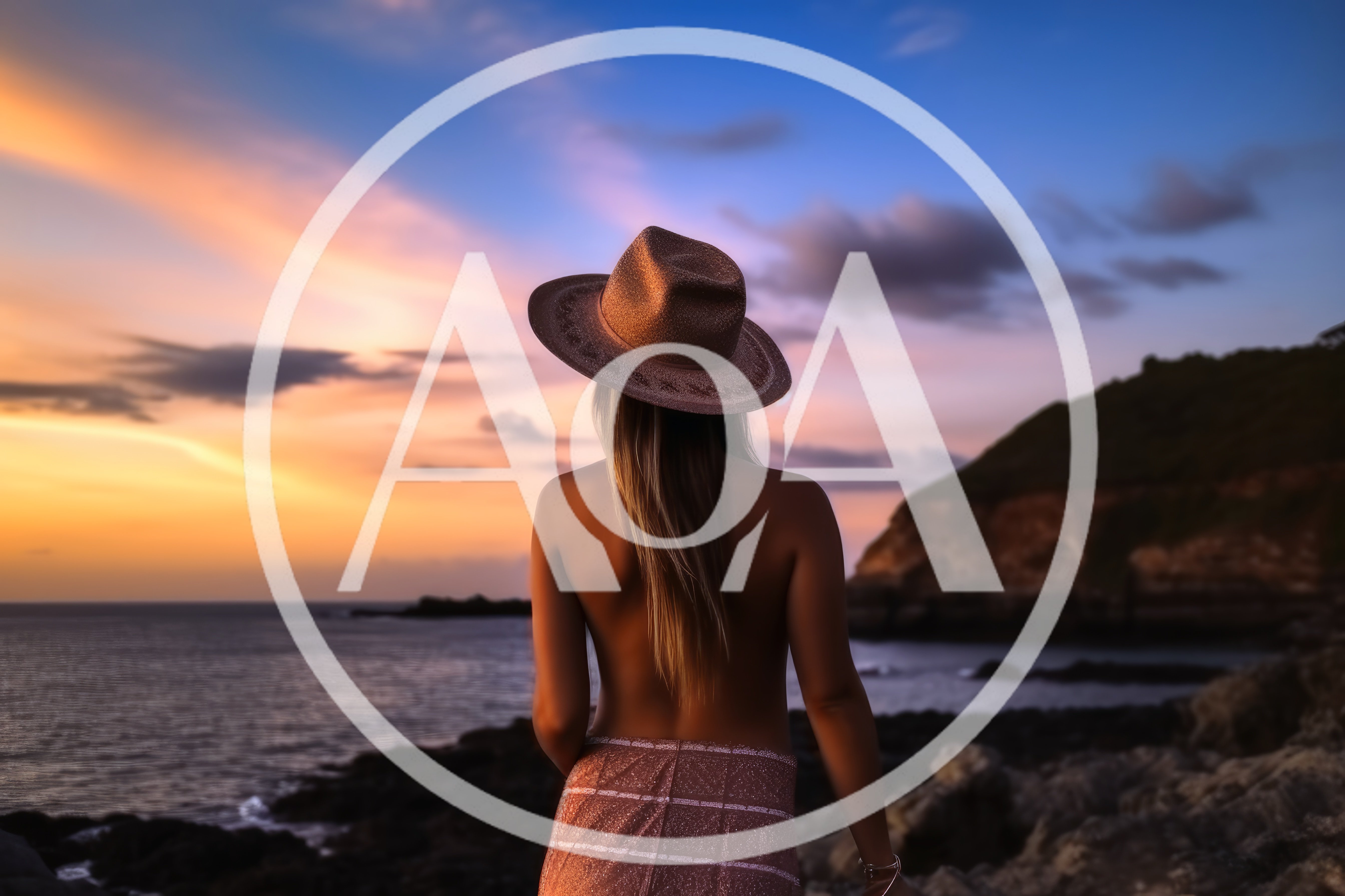 Woman Wearing A Hat Standing On A Rocky Coastline