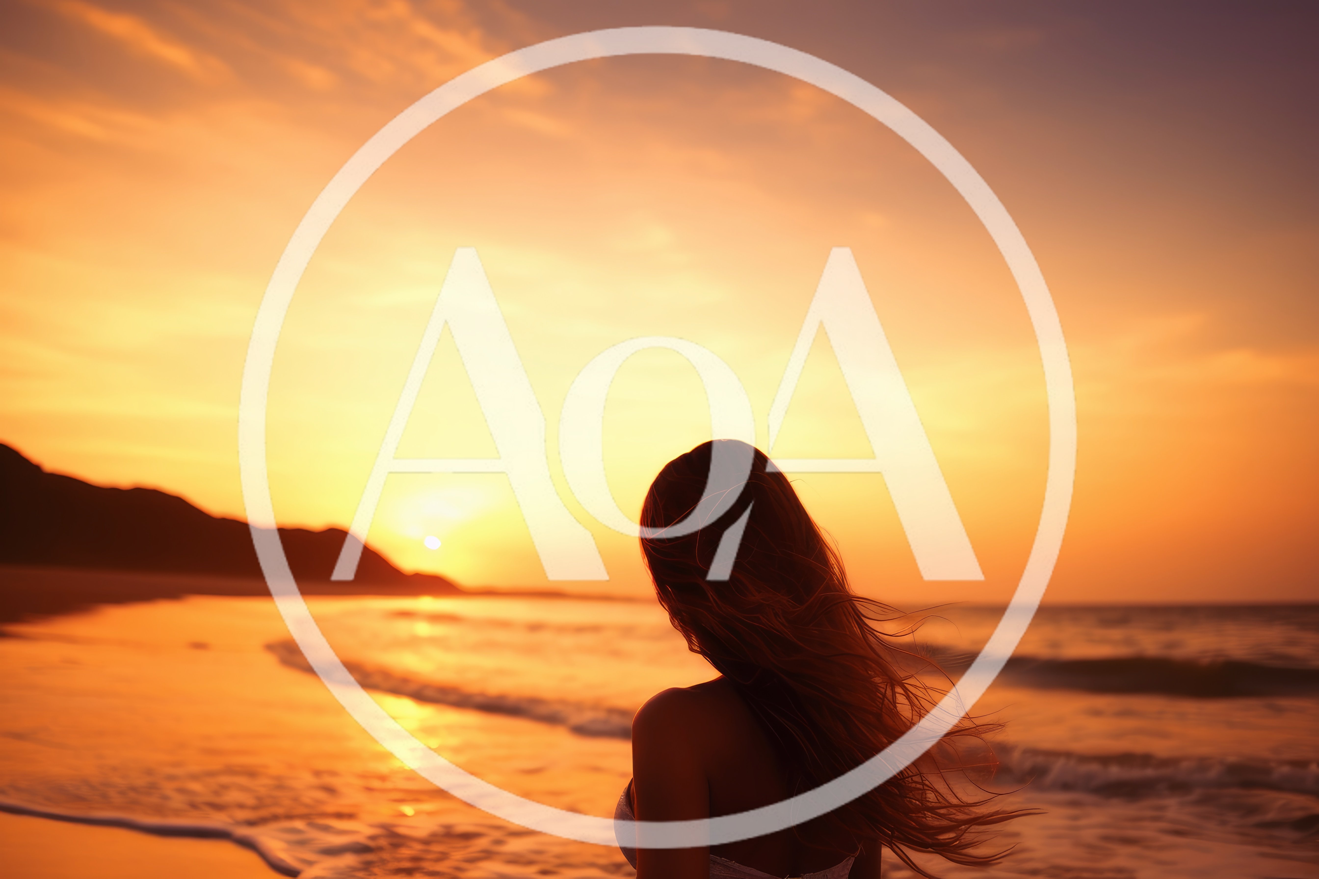 Woman Standing On Beach At Sunset