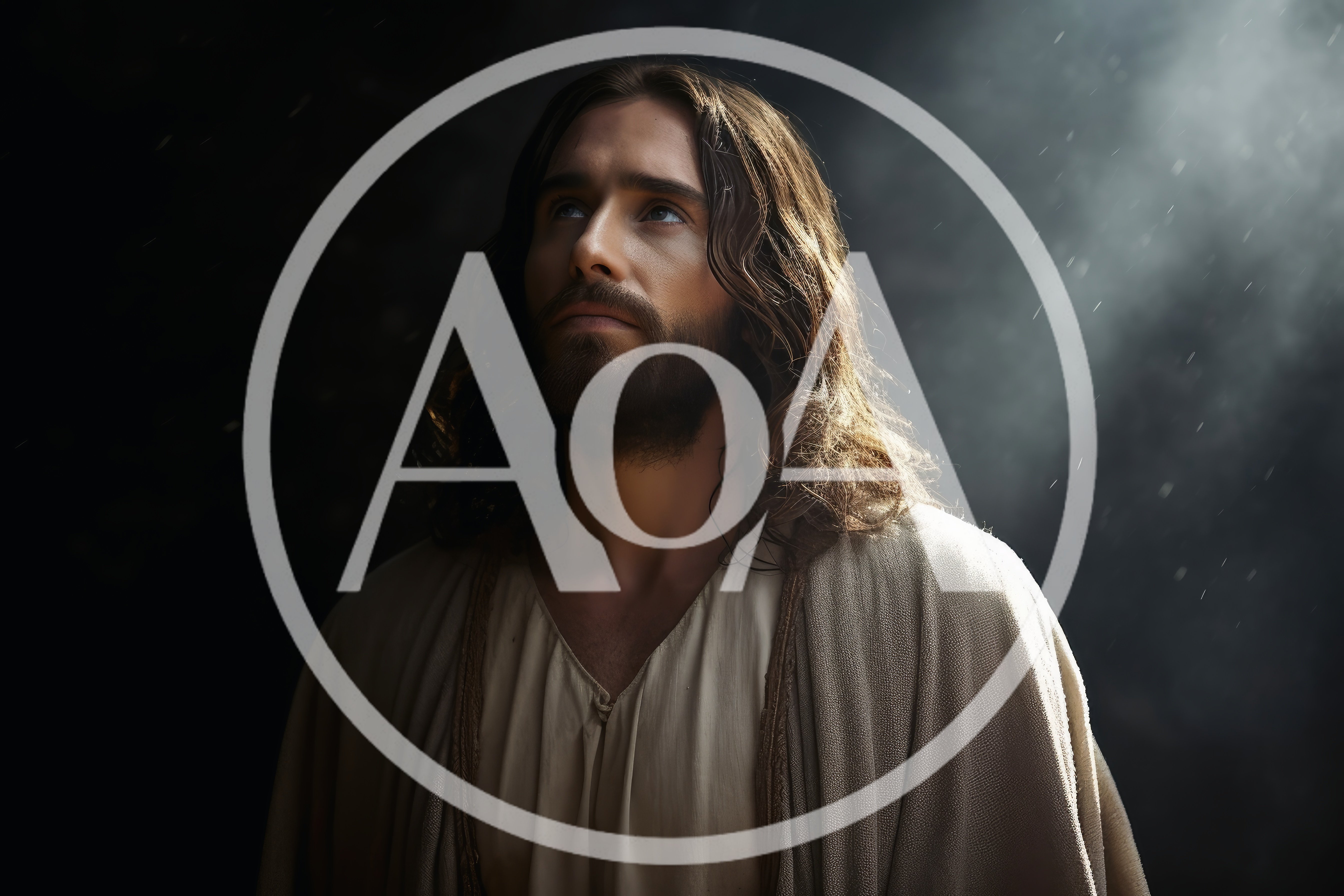 Portrait Of Jesus Christ Looking Upward In Divine Light