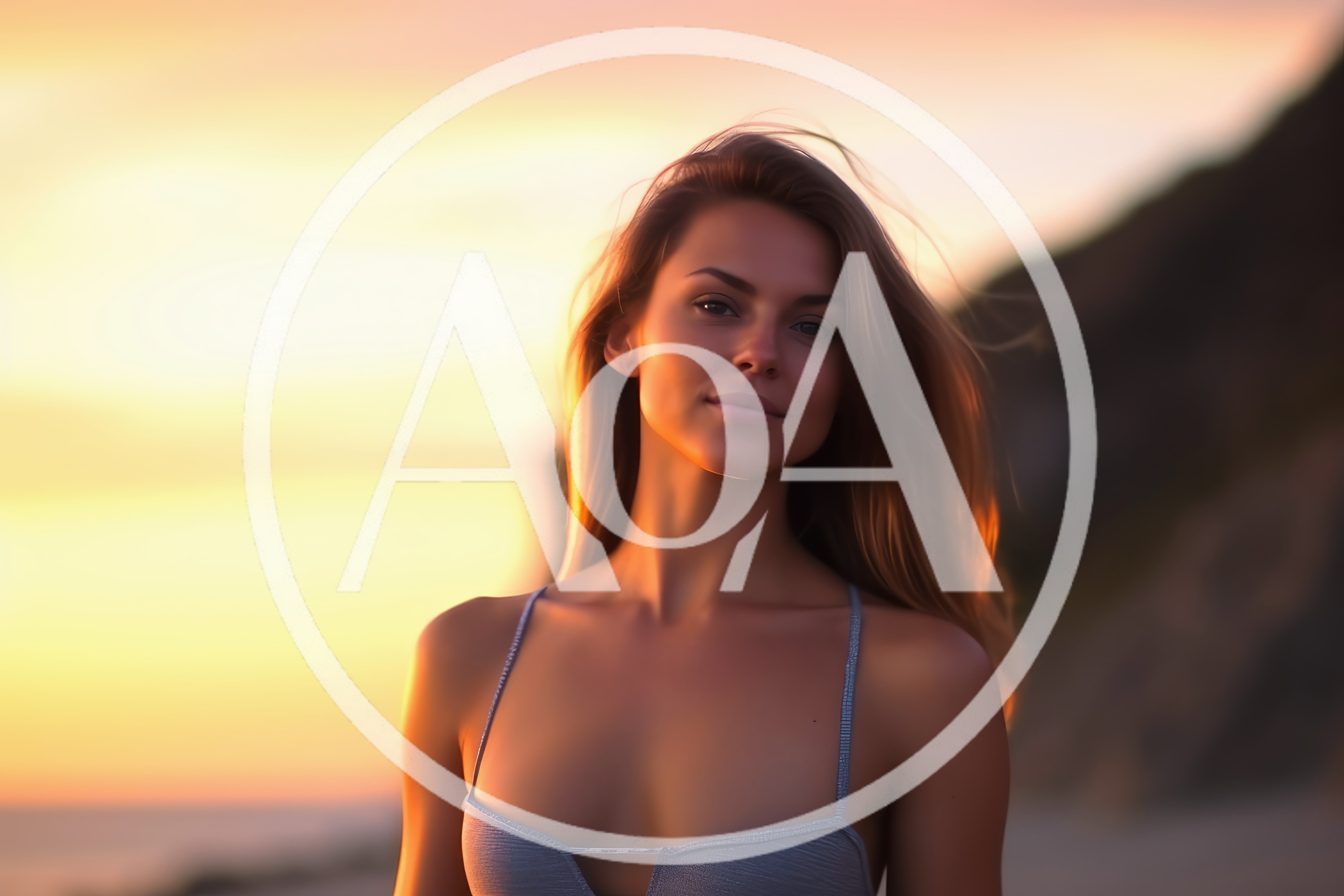 Young Woman Standing On Beach At Sunset
